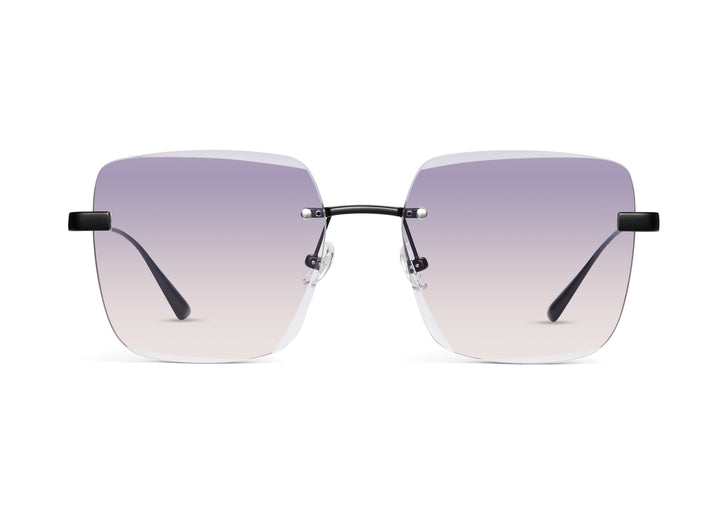 MUJOSH Pearl-Accented rimless titanium sunglasses with polarized lenses and pearl accented temples
