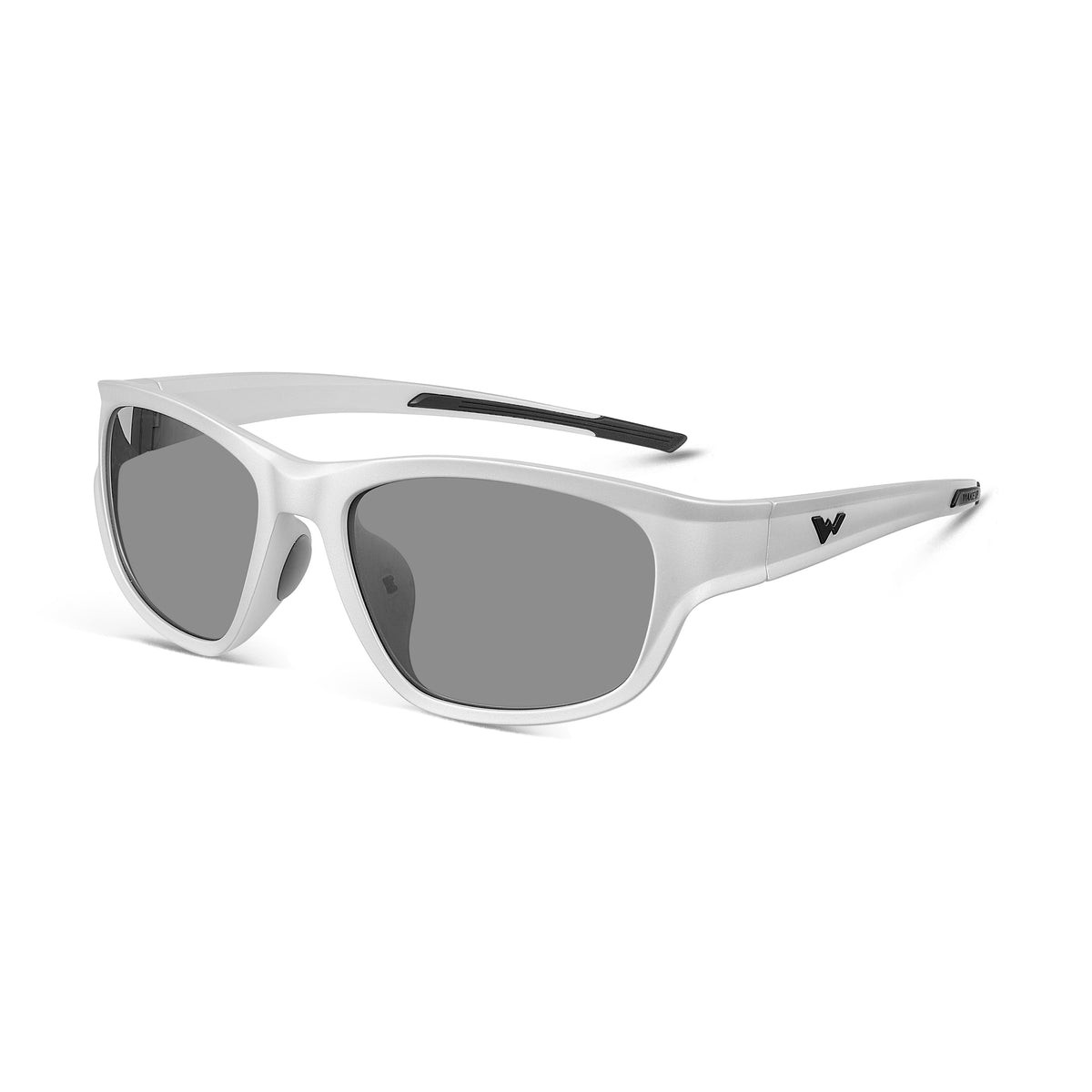 WAKE UP Plantaris 1012 polarized wrap sports sunglasses in white nylon