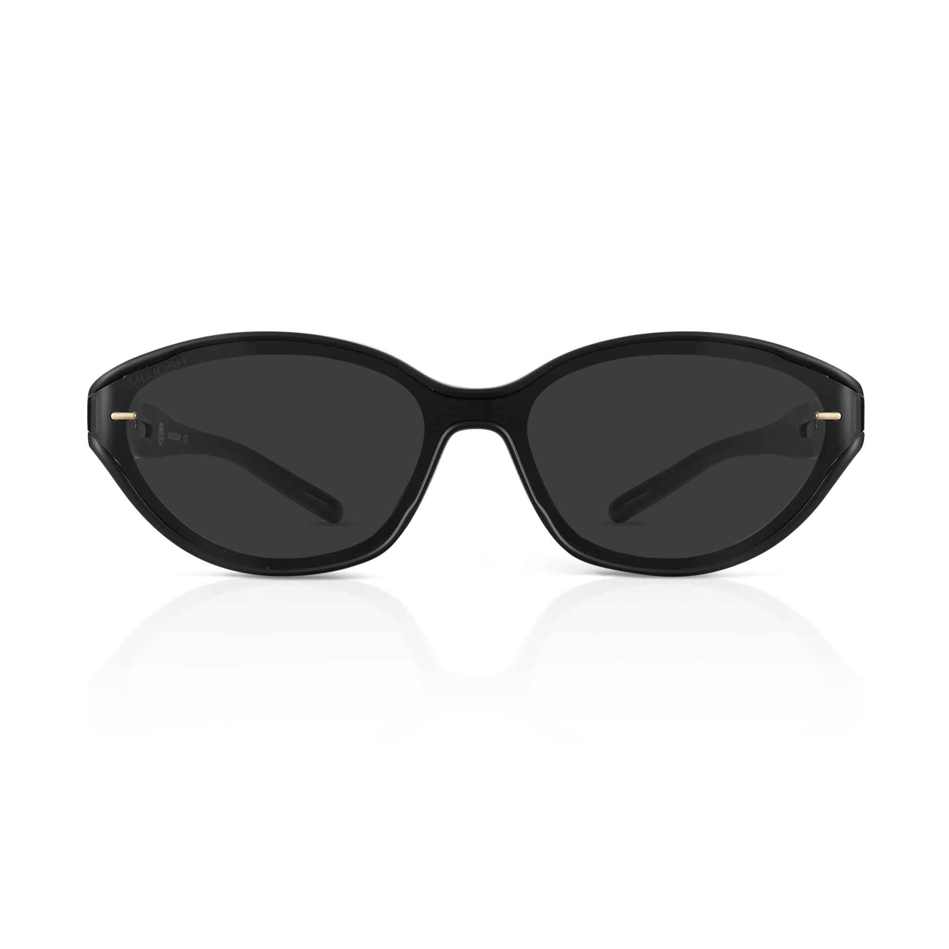 Futuristic Narrow Sunglasses for Women Men, Lightweight TR90 One-Piece Bent Lens, Exclusive Brand of EssilorLuxottica