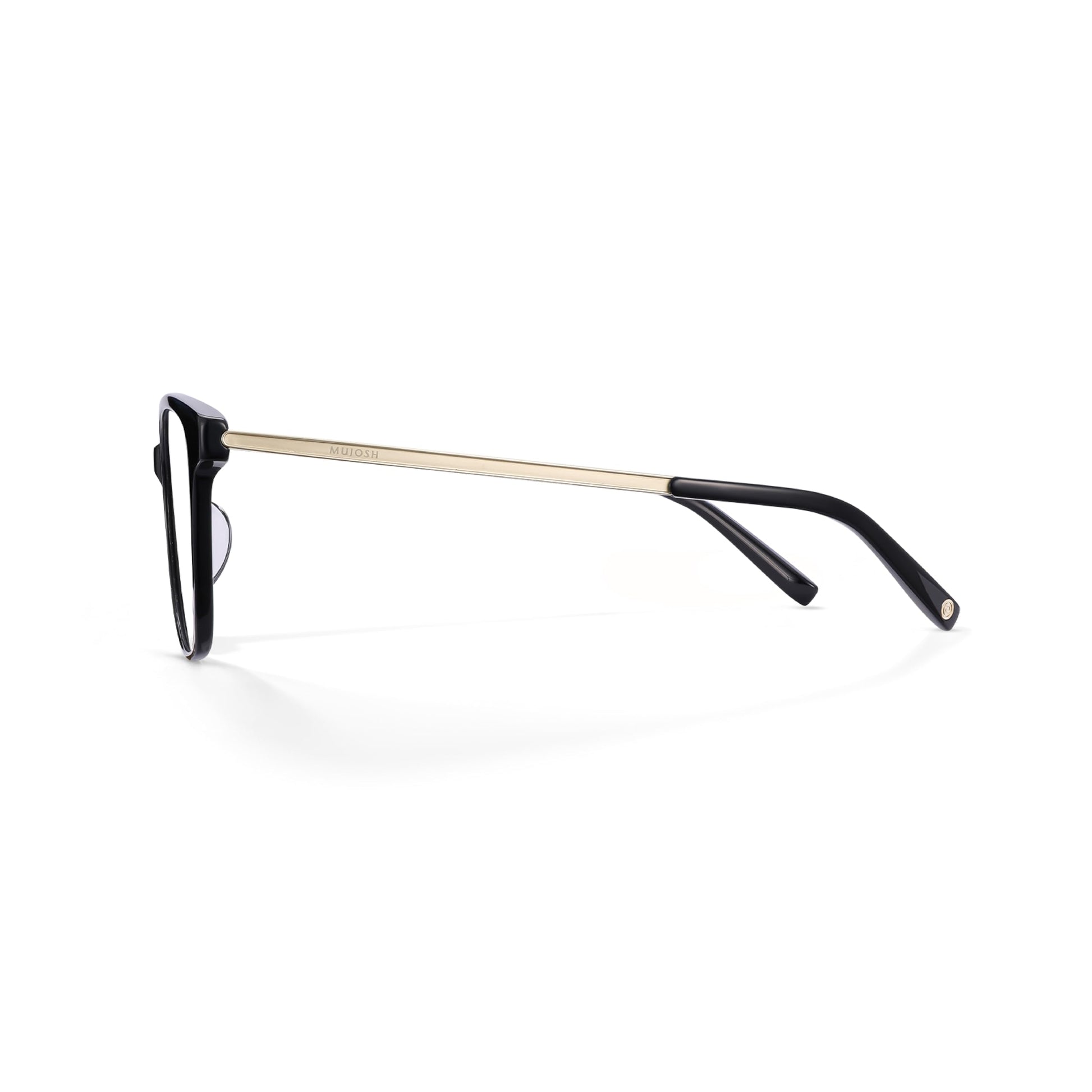 Beta-Titanium Glasses Frames for Women Men, Lightweight 13.5g Square Eyewear with Matte Gold Temples, Fashion Frame for Offic