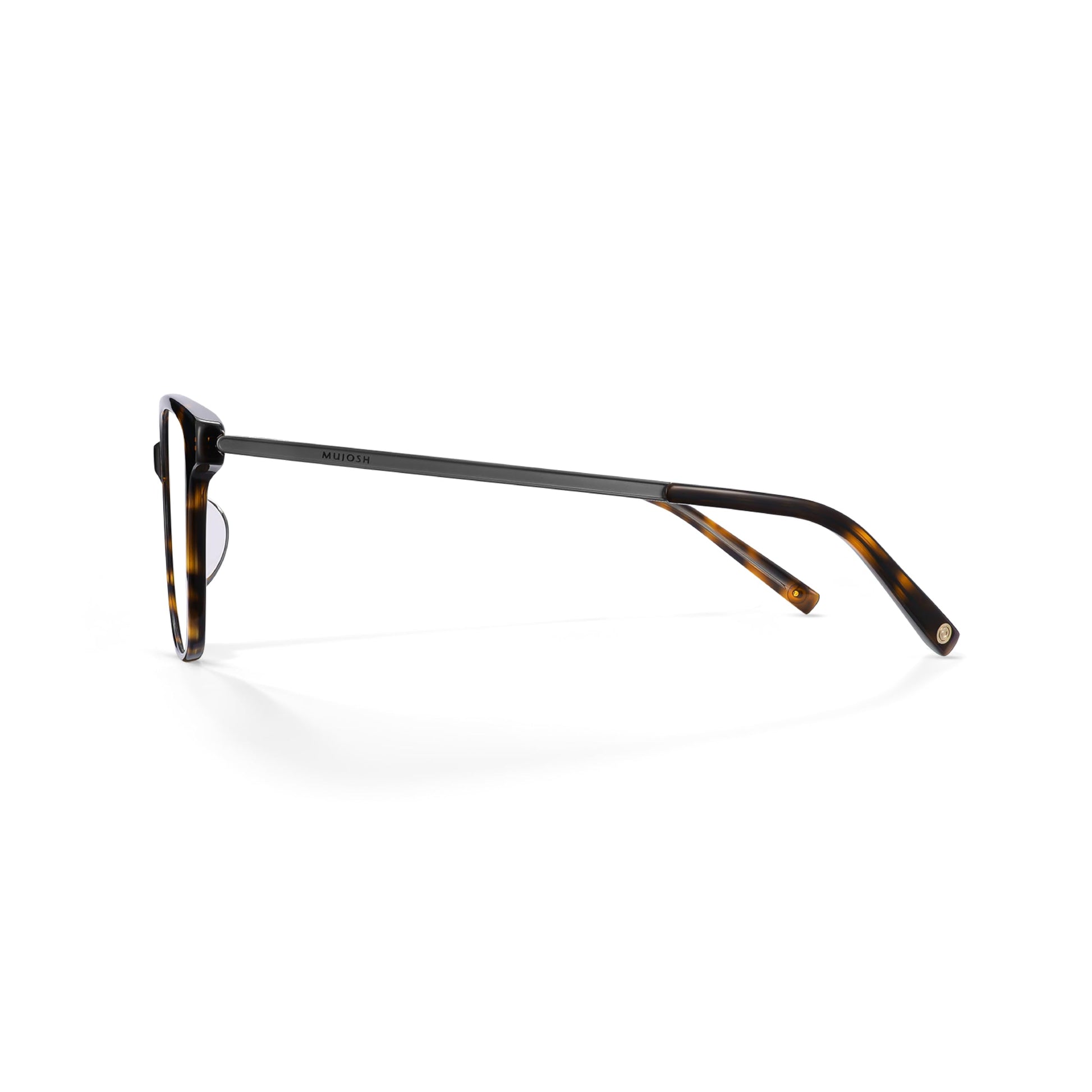 Beta-Titanium Glasses Frames for Women Men, Lightweight 13.5g Square Eyewear with Matte Gold Temples, Fashion Frame for Offic