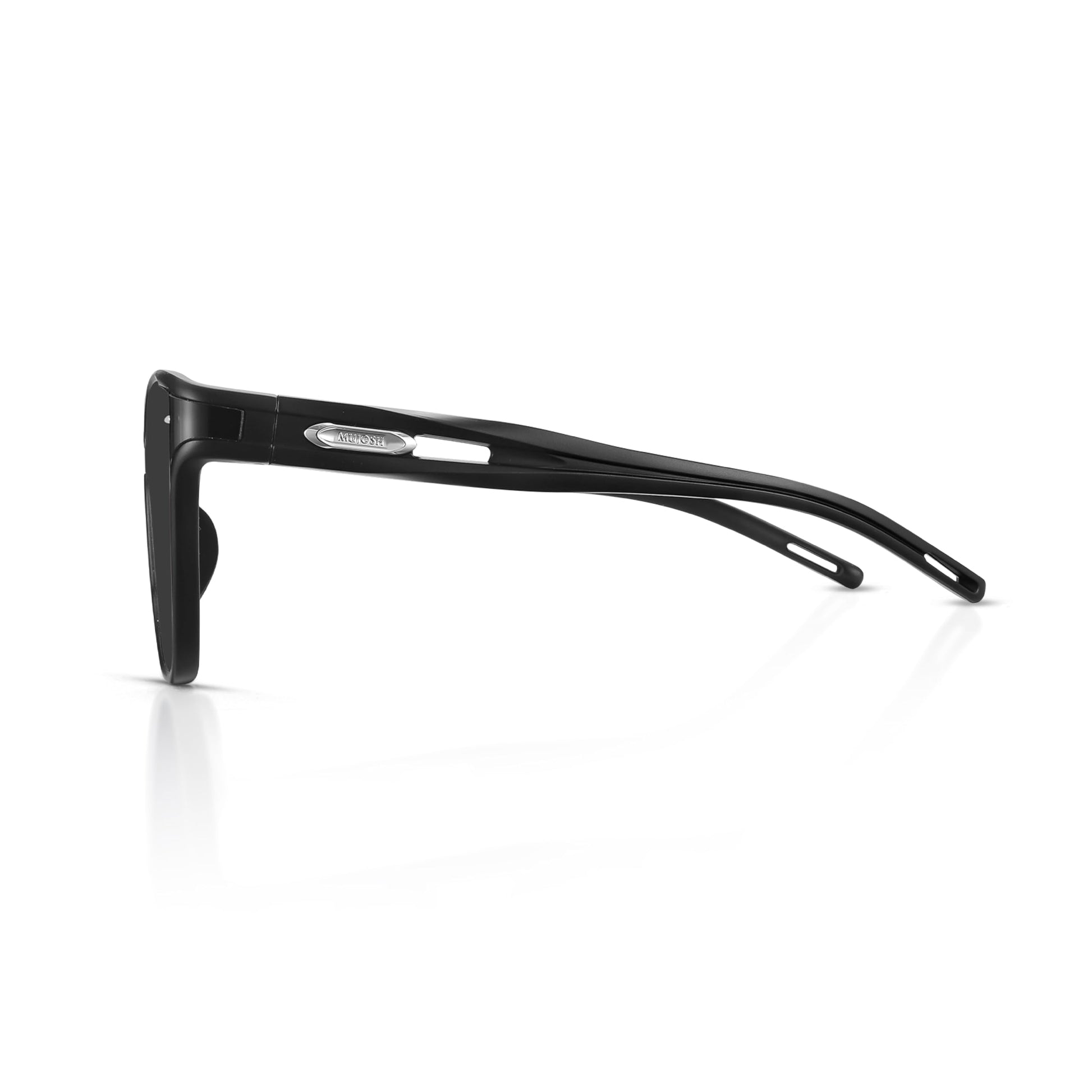 Futuristic Narrow Sunglasses for Women Men, Lightweight TR90 One-Piece Bent Lens, Exclusive Brand of EssilorLuxottica