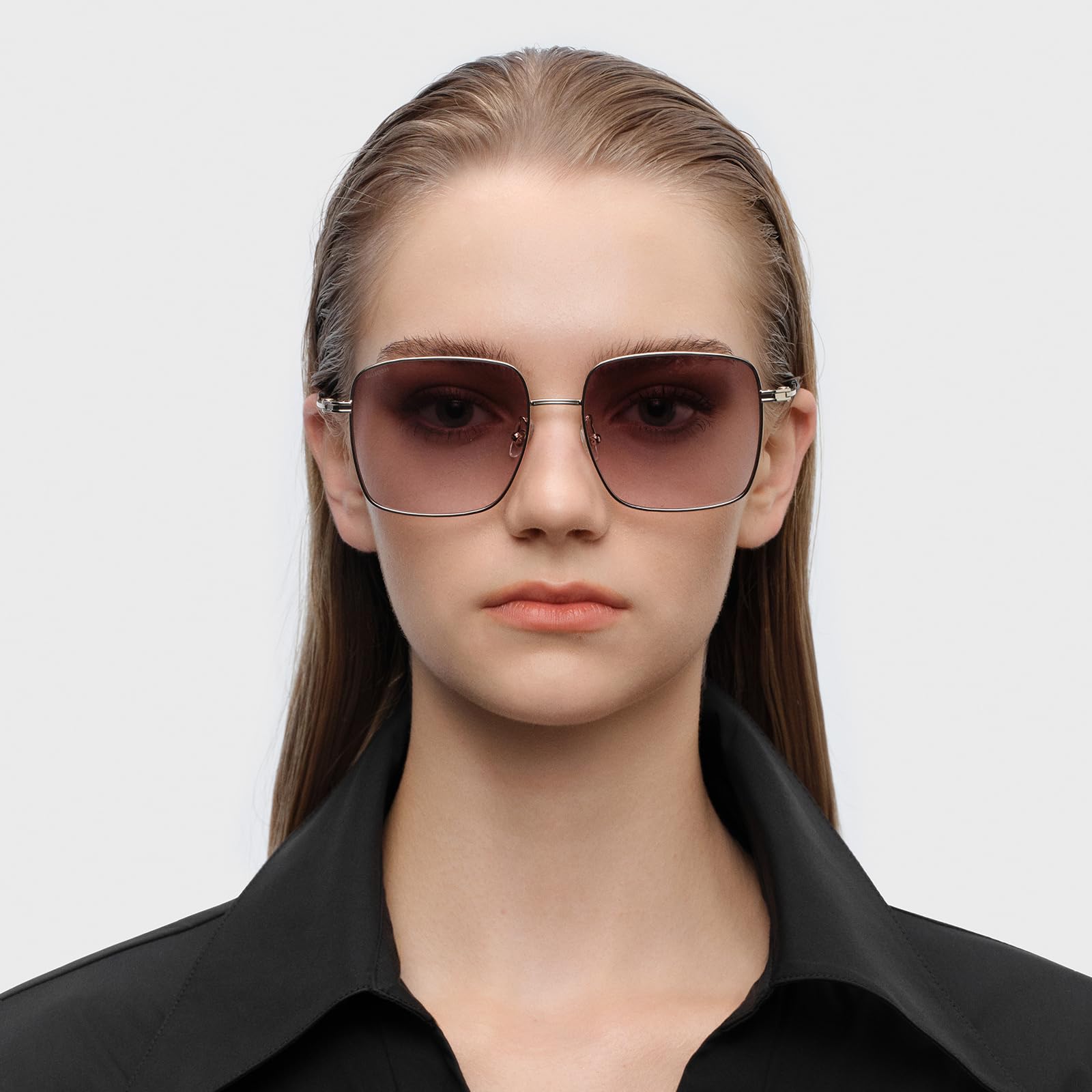Trendy Oversized Square Sunglasses for Women Men, Retro Big Flat Lens UV Protection Shades, Brand of EssilorLuxottica