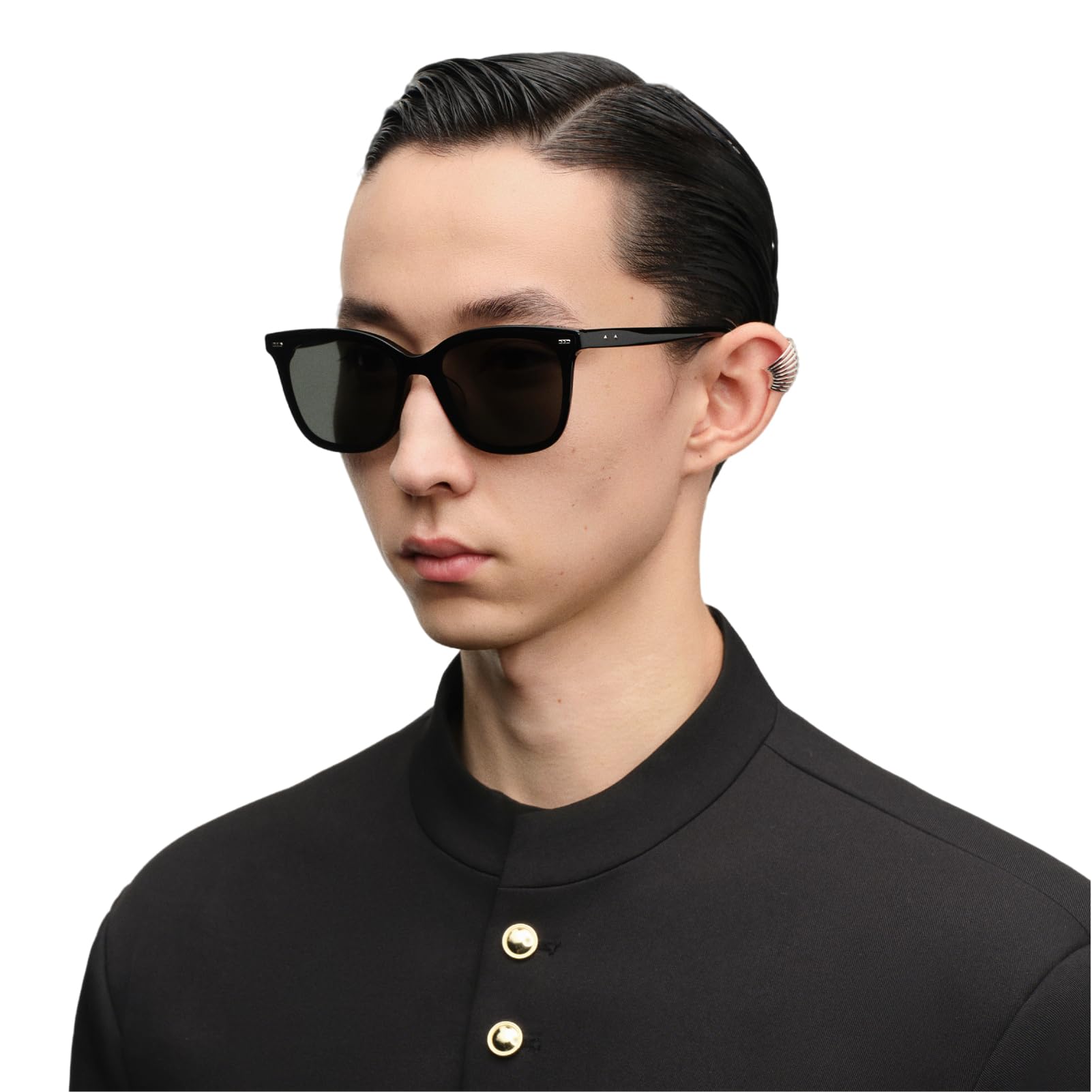 Square Sunglasses for Men Women, Polarized Flush-Mount Shades with Minimalist Rivets, Acetate UV400 Eyewear with Crystal Logo