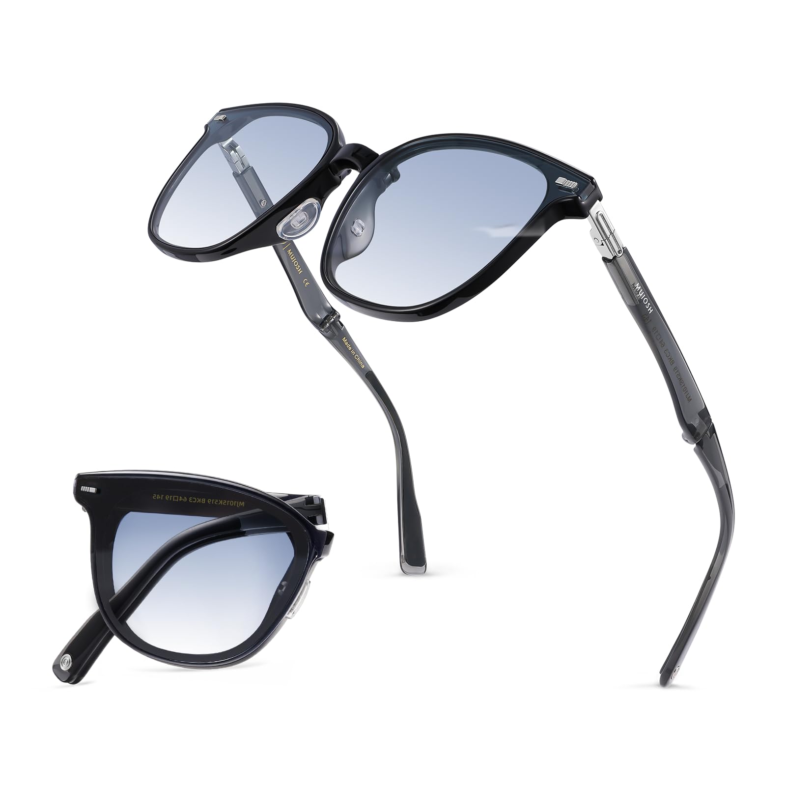 Square Folding Sunglasses for Women Men UV Protection Anti-Glare, Exclusive Eyewear Brand of EssilorLuxottica