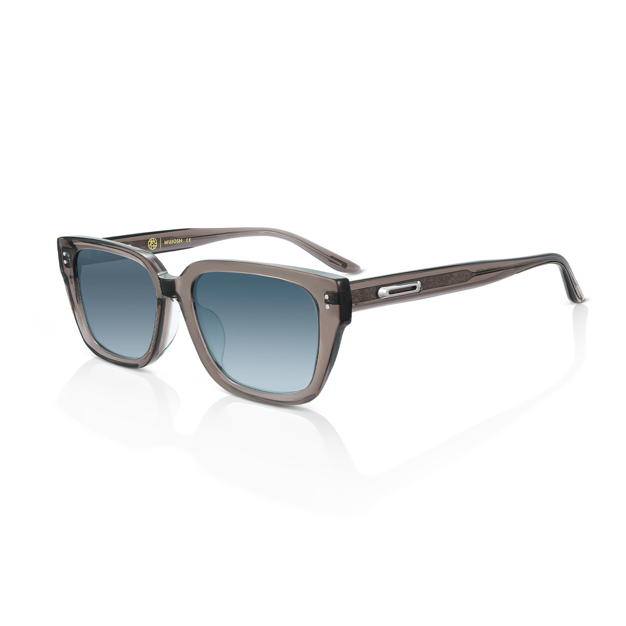Trendy Narrow Square Sunglasses for Women Men, Acetate Polarized Shades with Hollow Metal Decor & Crystal Logo, UV400 Eyewear