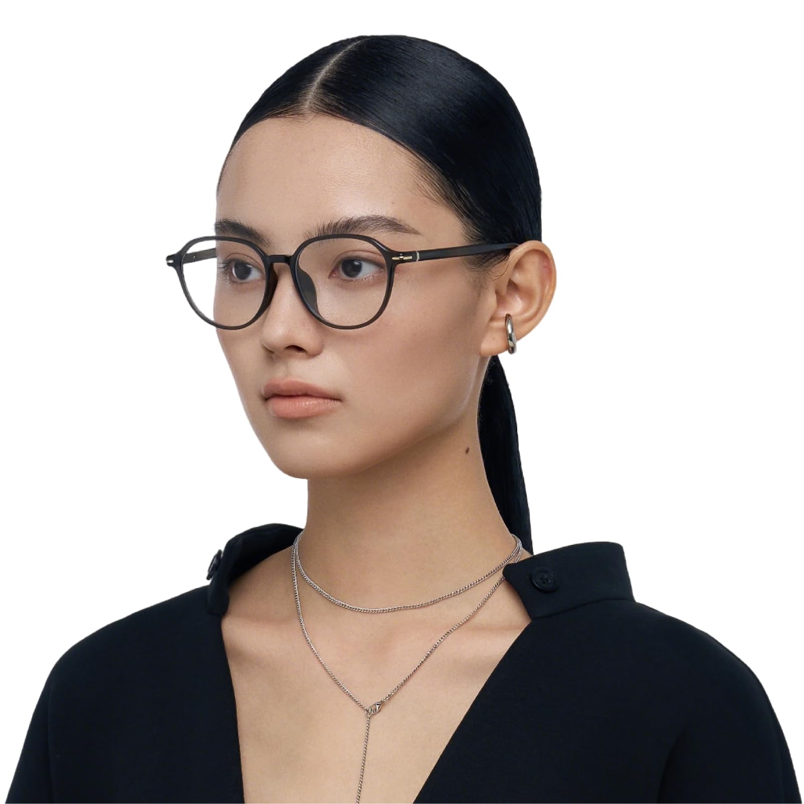 Lightweight 12.9g Crown Frame Glasses for Men Women, Non Prescription Fashion Eyewear with Spring Hinges, Anti-Slip Clear Gla