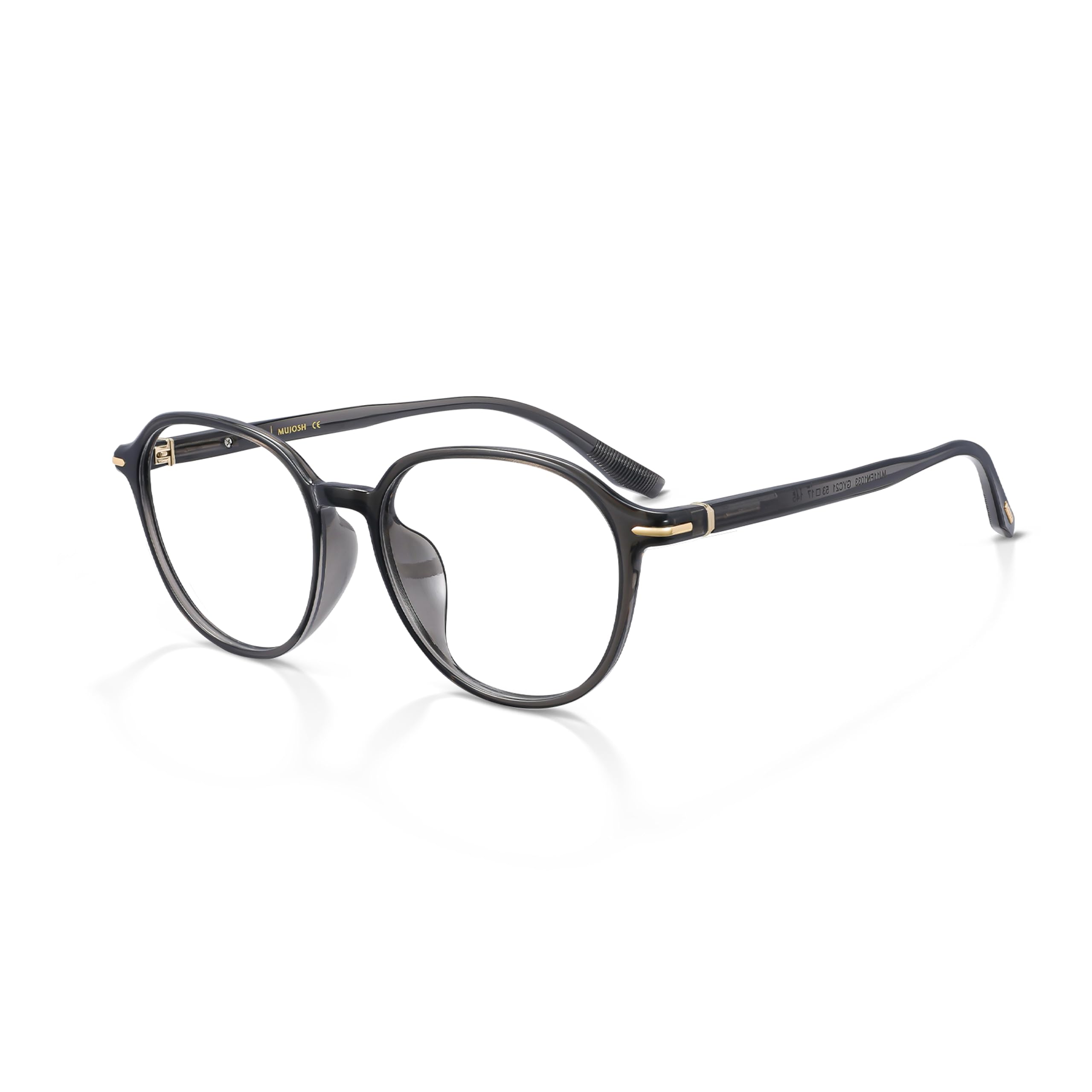 Lightweight 12.9g Crown Frame Glasses for Men Women, Non Prescription Fashion Eyewear with Spring Hinges, Anti-Slip Clear Gla