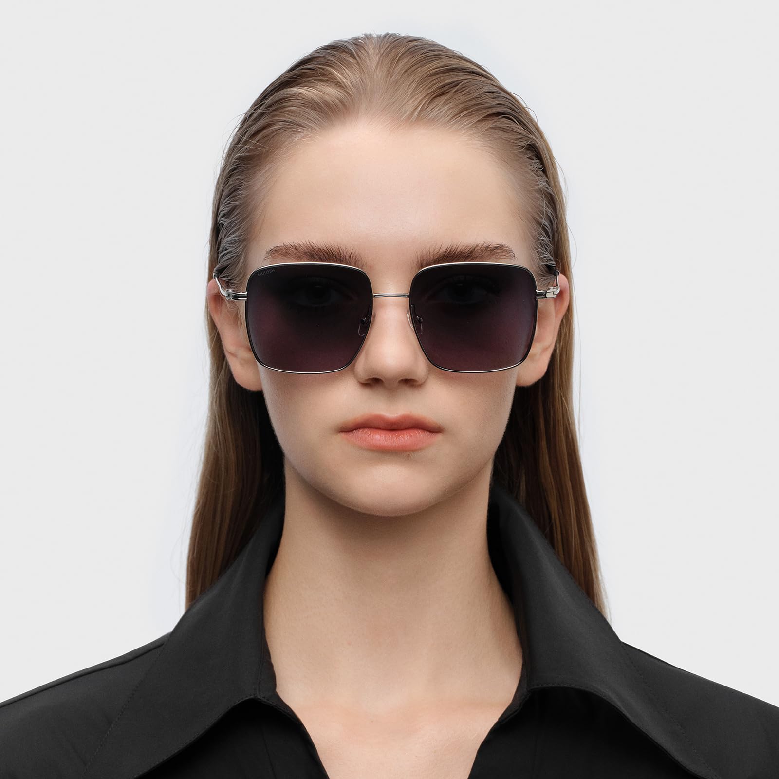 Trendy Oversized Square Sunglasses for Women Men, Retro Big Flat Lens UV Protection Shades, Brand of EssilorLuxottica