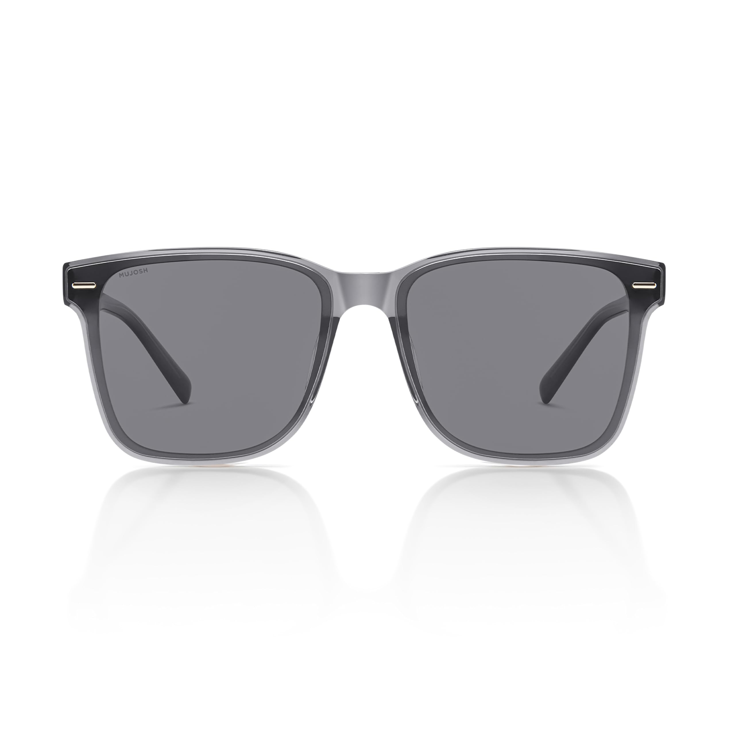 Classic Square Sunglasses for Men Women, Polarized UV400 Shades with Integrated Nose Pads & Crystal Tip, Trendy Rivet Decor E