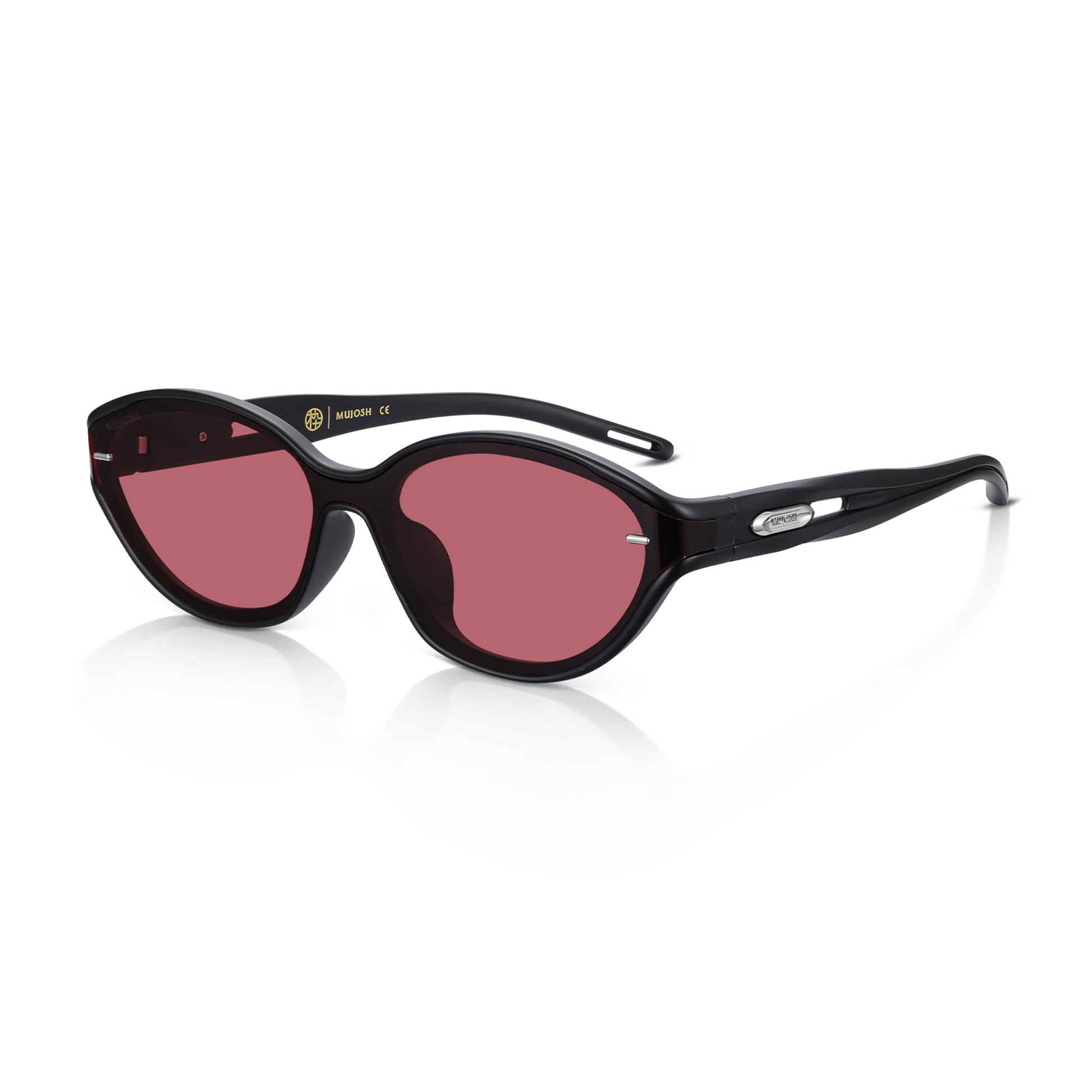 Futuristic Narrow Sunglasses for Women Men, Lightweight TR90 One-Piece Bent Lens, Exclusive Brand of EssilorLuxottica