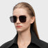 Trendy Oversized Square Sunglasses for Women Men, Retro Big Flat Lens UV Protection Shades, Brand of EssilorLuxottica