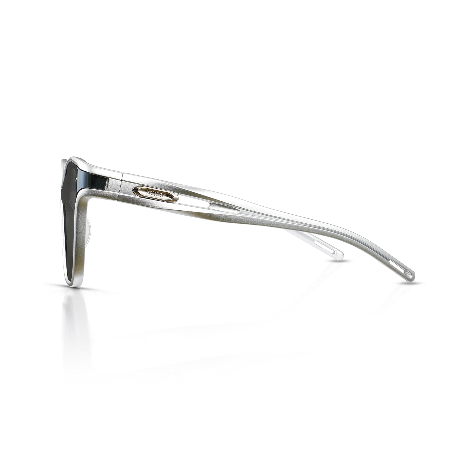 Futuristic Narrow Sunglasses for Women Men, Lightweight TR90 One-Piece Bent Lens, Exclusive Brand of EssilorLuxottica