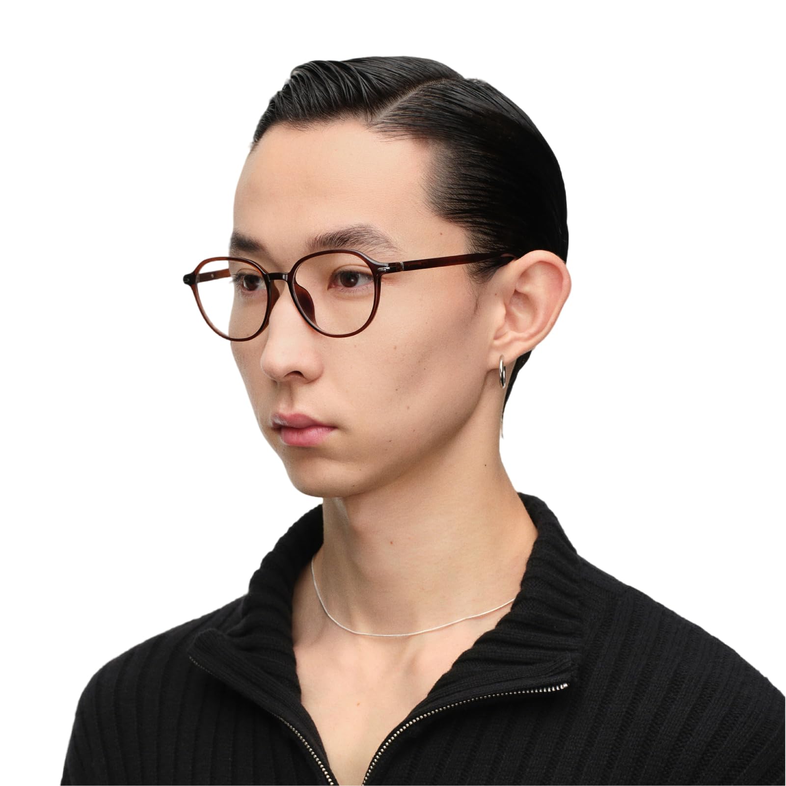 Lightweight 12.9g Crown Frame Glasses for Men Women, Non Prescription Fashion Eyewear with Spring Hinges, Anti-Slip Clear Gla