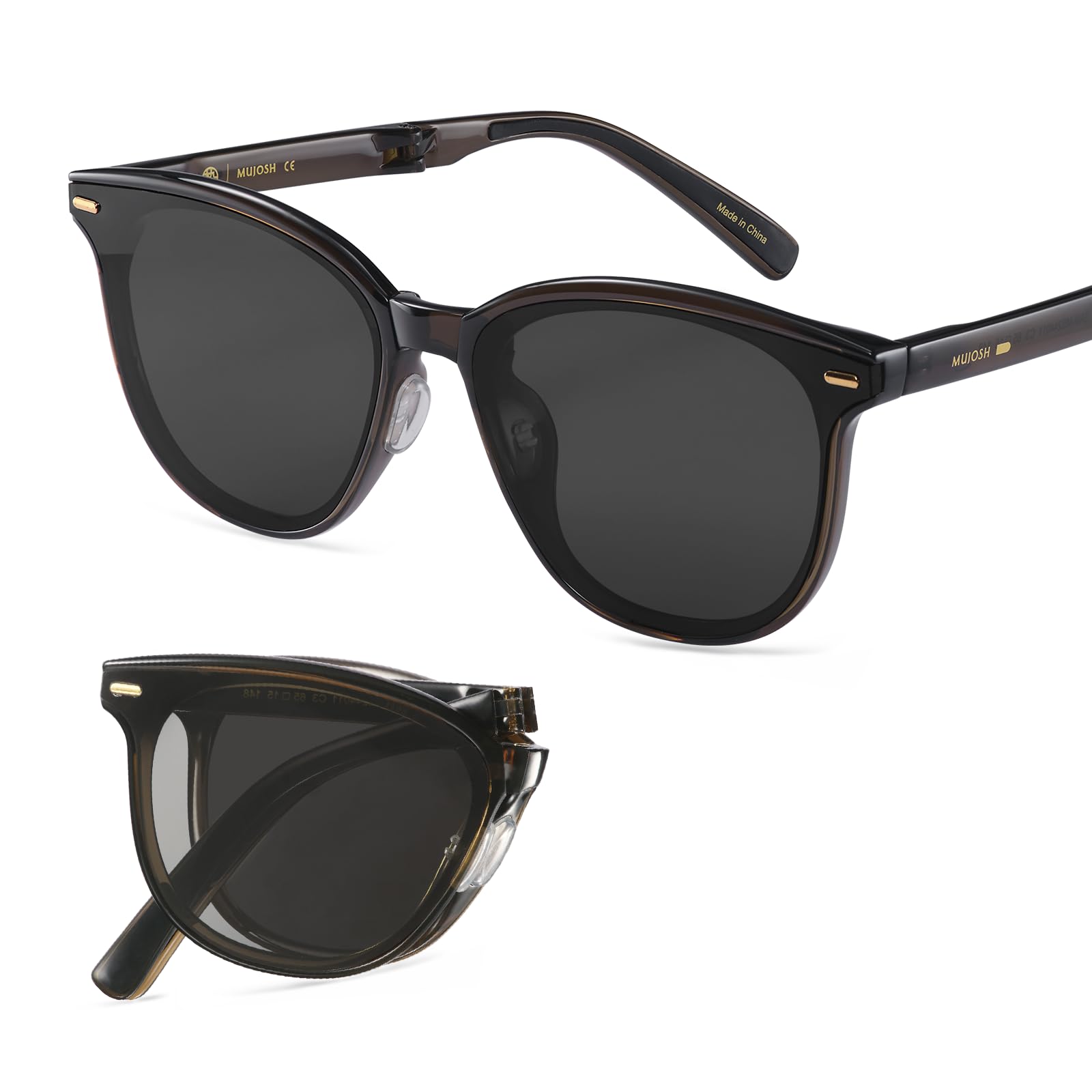 Square Folding Sunglasses for Women Men UV Protection Anti-Glare, Exclusive Eyewear Brand of EssilorLuxottica