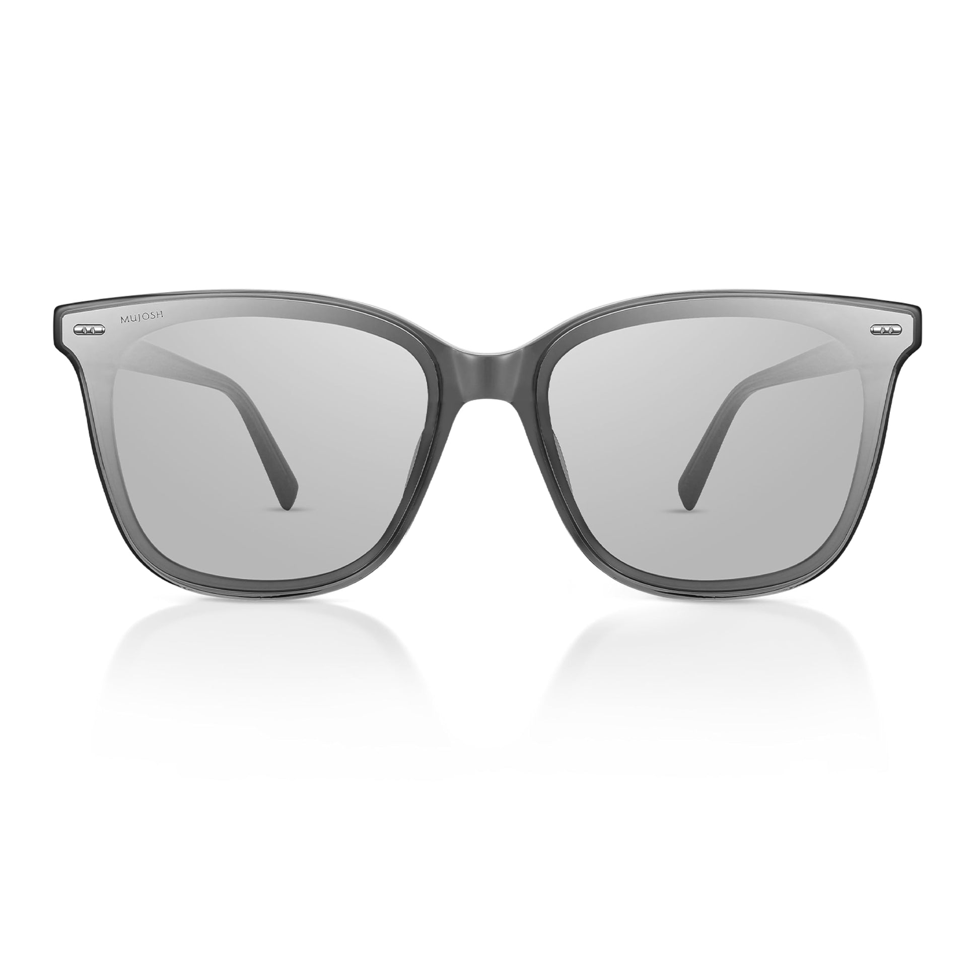 Square Sunglasses for Men Women, Polarized Flush-Mount Shades with Minimalist Rivets, Acetate UV400 Eyewear with Crystal Logo