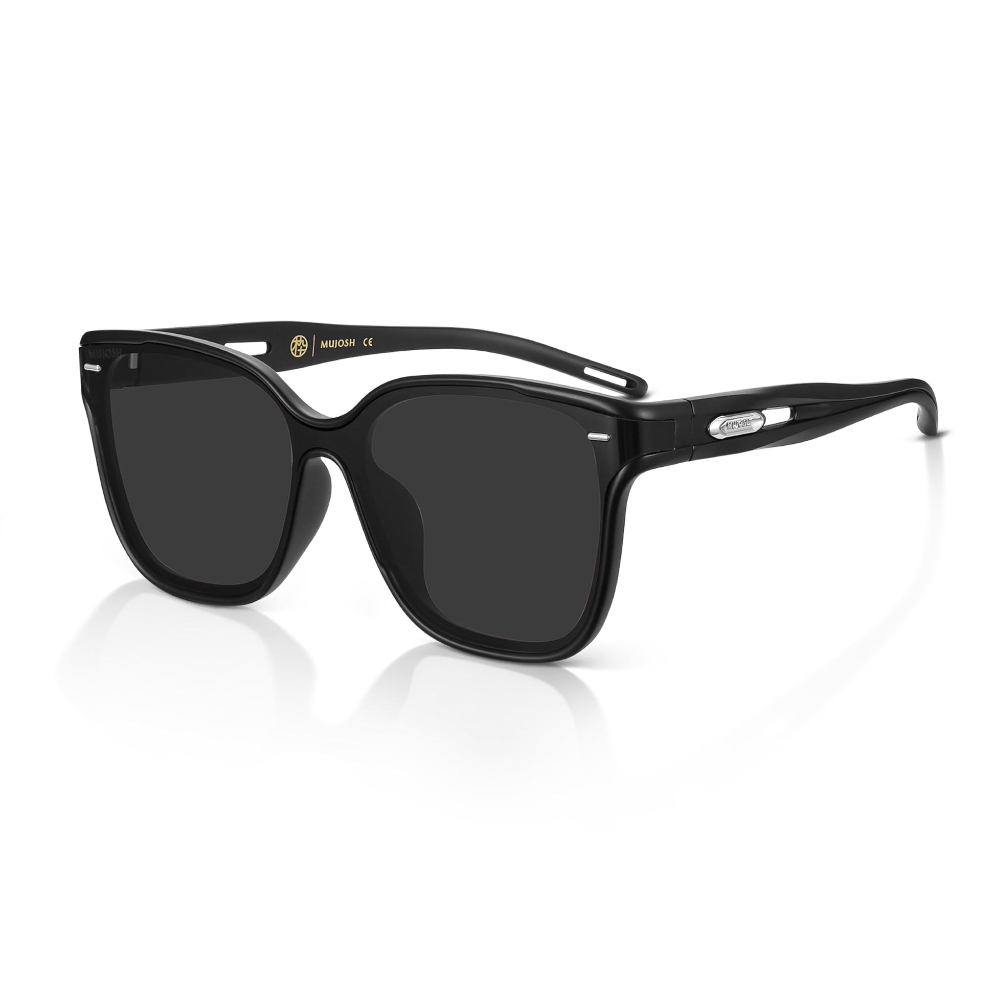 Futuristic Narrow Sunglasses for Women Men, Lightweight TR90 One-Piece Bent Lens, Exclusive Brand of EssilorLuxottica