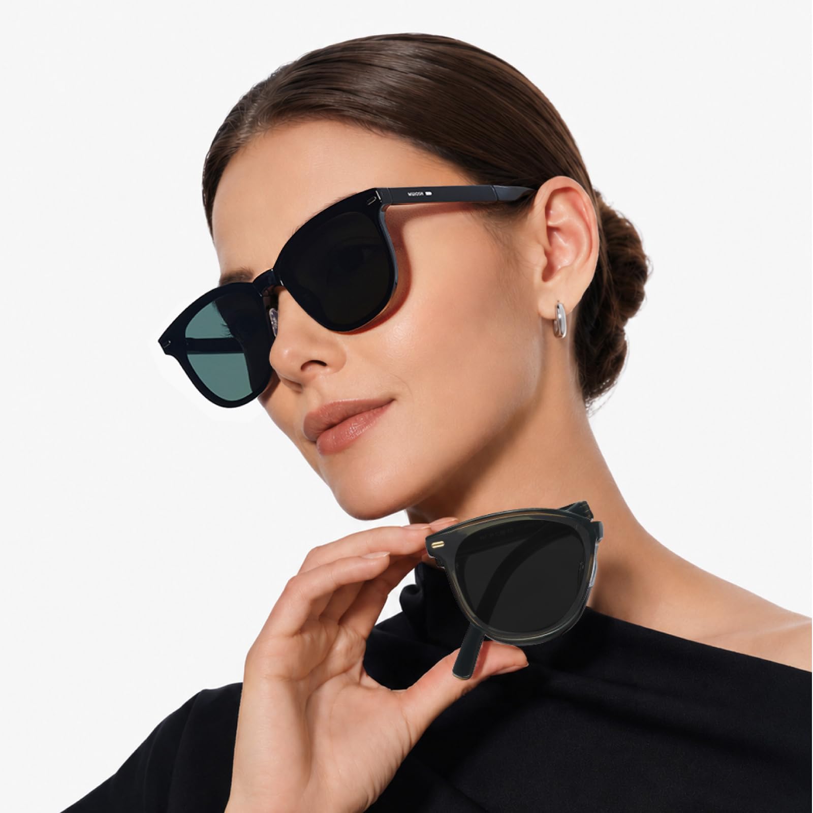 Square Folding Sunglasses for Women Men UV Protection Anti-Glare, Exclusive Eyewear Brand of EssilorLuxottica