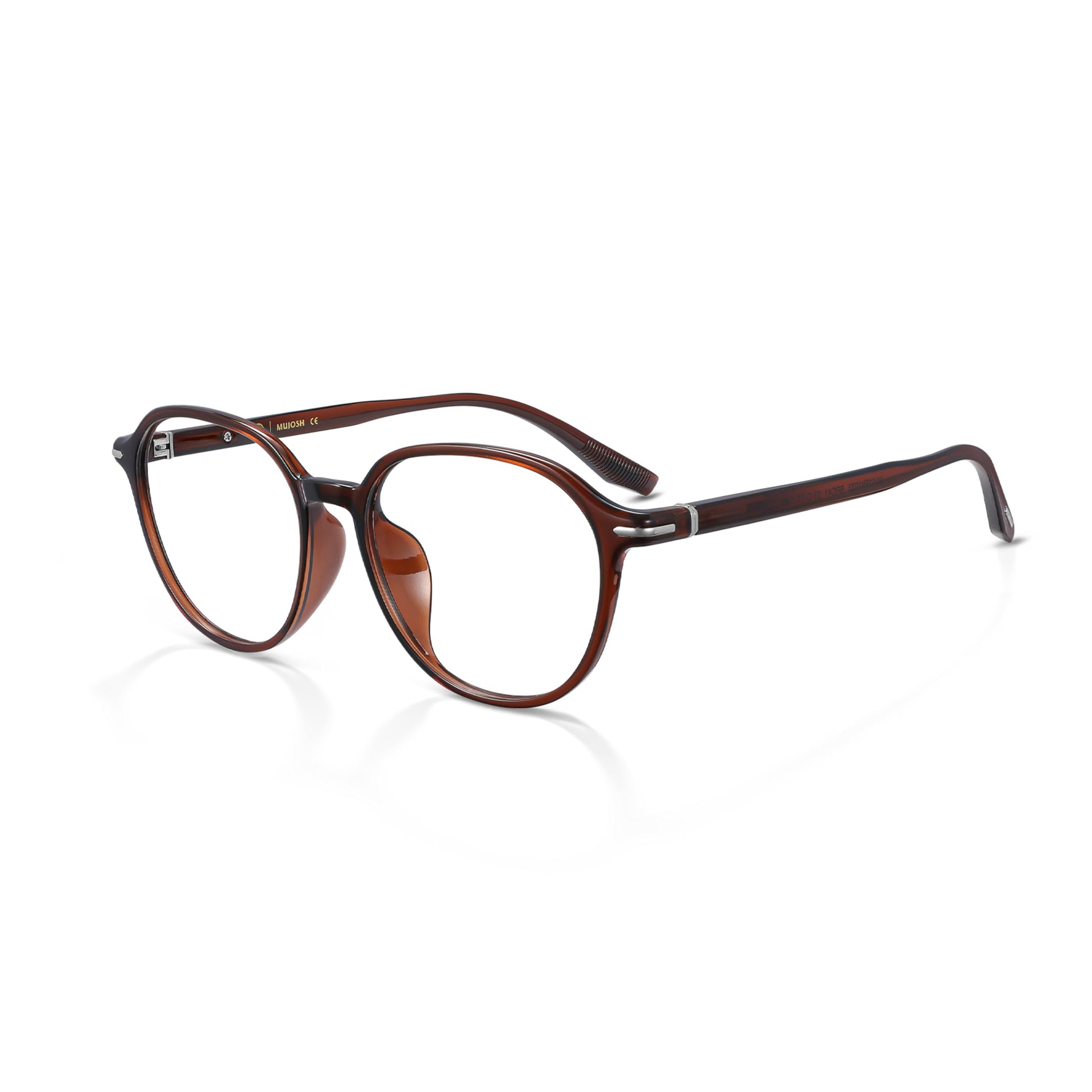Lightweight 12.9g Crown Frame Glasses for Men Women, Non Prescription Fashion Eyewear with Spring Hinges, Anti-Slip Clear Gla