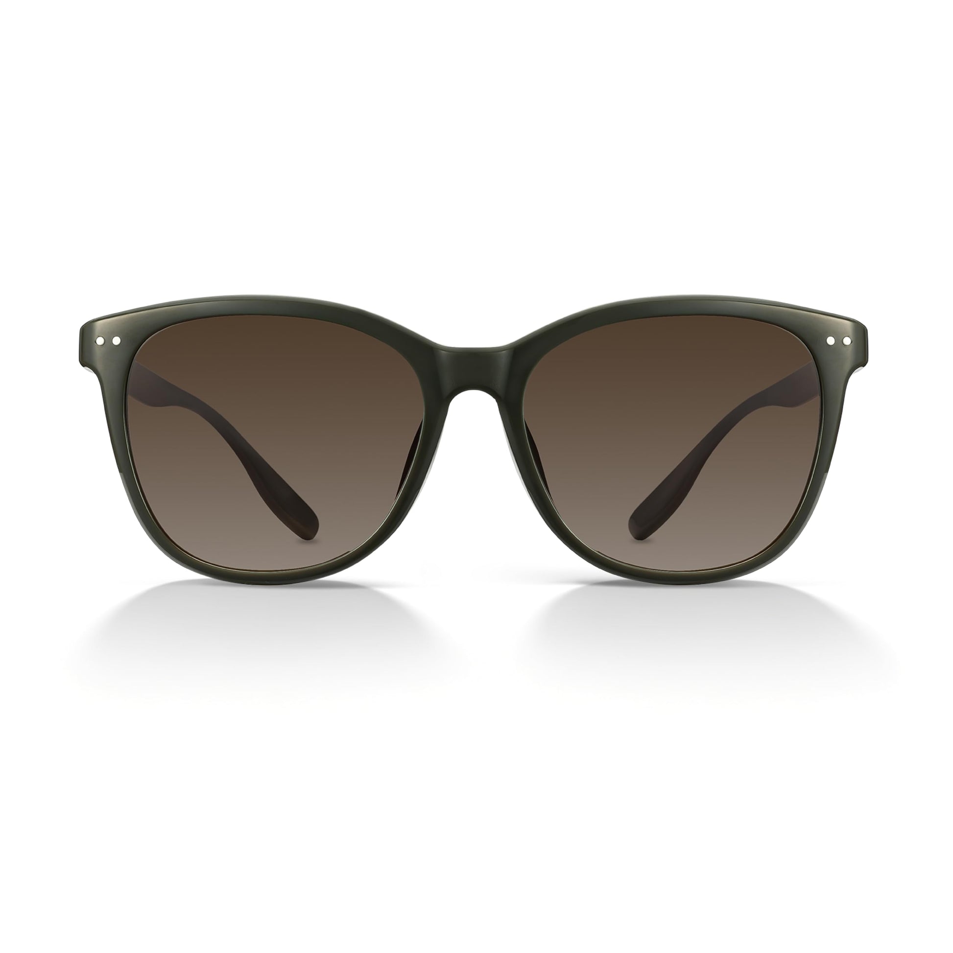 Square Round Sunglasses for Men Women, Lightweight 22.8g AQUA Frame with Spring Hinges, Anti-Oil UV400 Shades with Crystal Lo