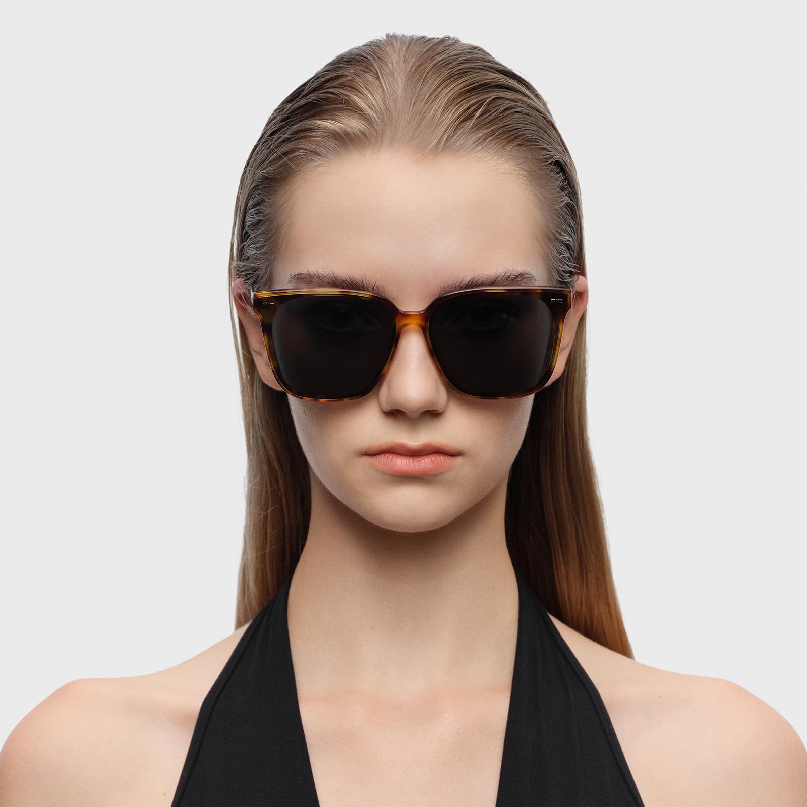 Retro Square Polarized Oversized Sunglasses UV400 Protection for Women Men