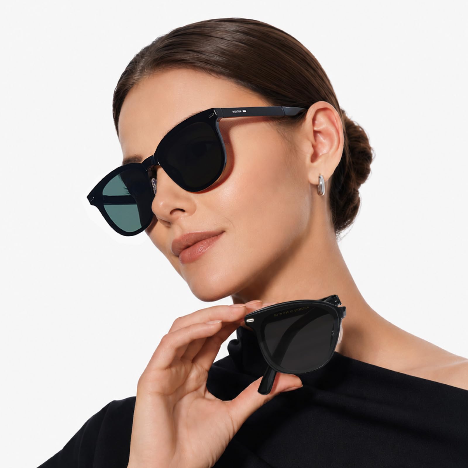 Square Folding Sunglasses for Women Men UV Protection Anti-Glare, Exclusive Eyewear Brand of EssilorLuxottica
