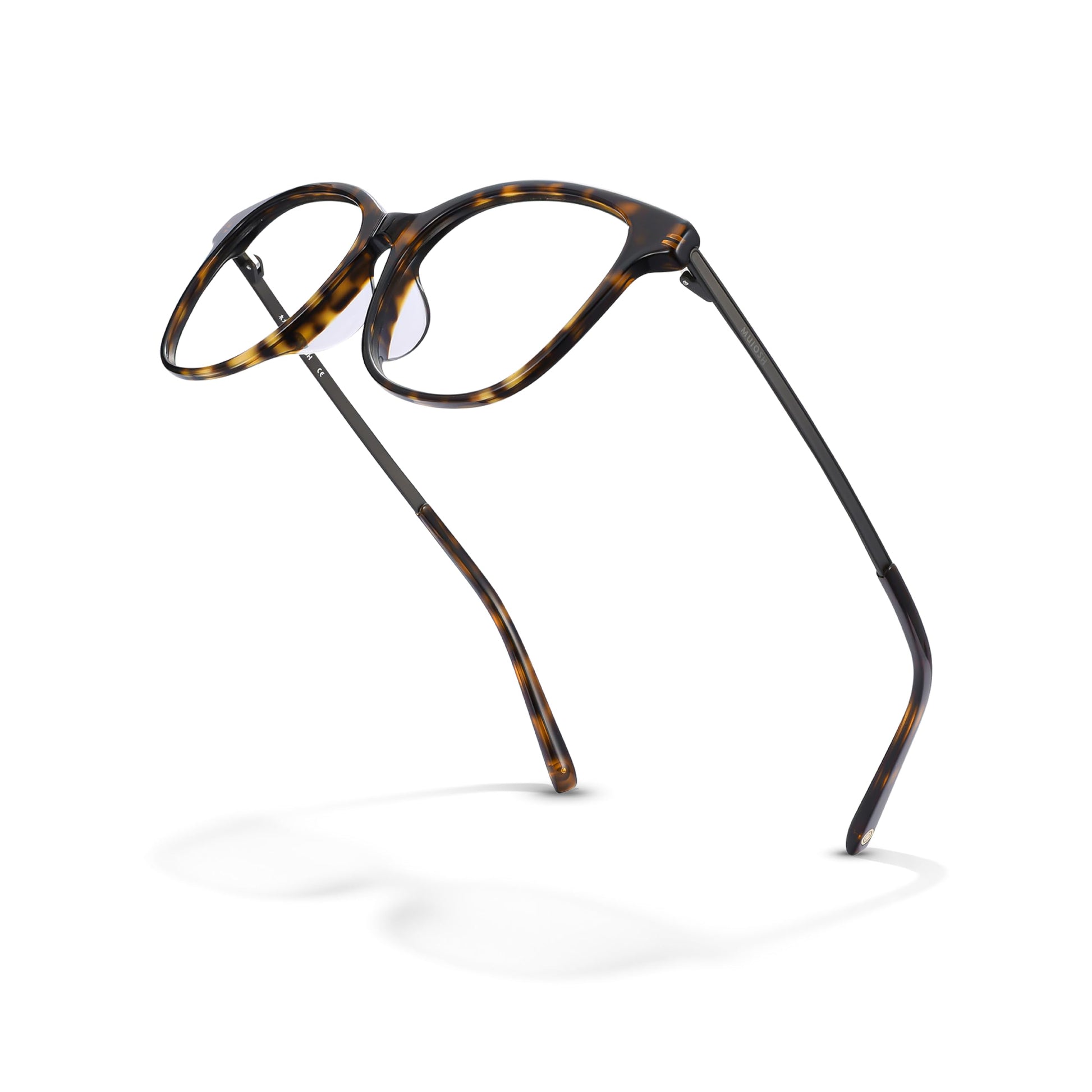 Beta-Titanium Glasses Frames for Women Men, Lightweight 13.5g Square Eyewear with Matte Gold Temples, Fashion Frame for Offic