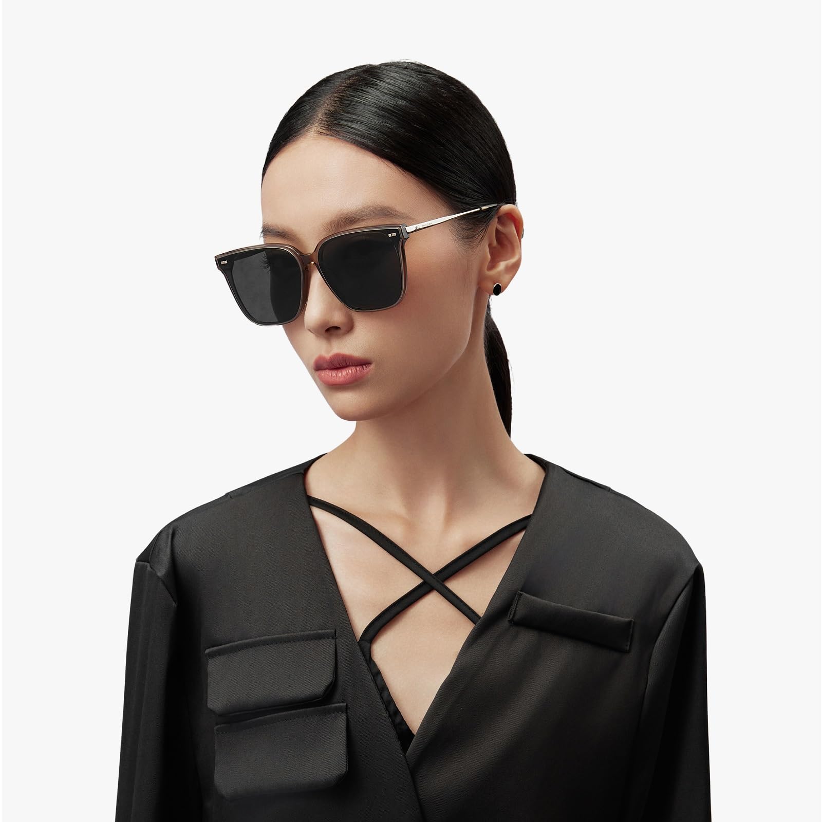 Retro Square Polarized Oversized Sunglasses UV400 Protection for Women Men