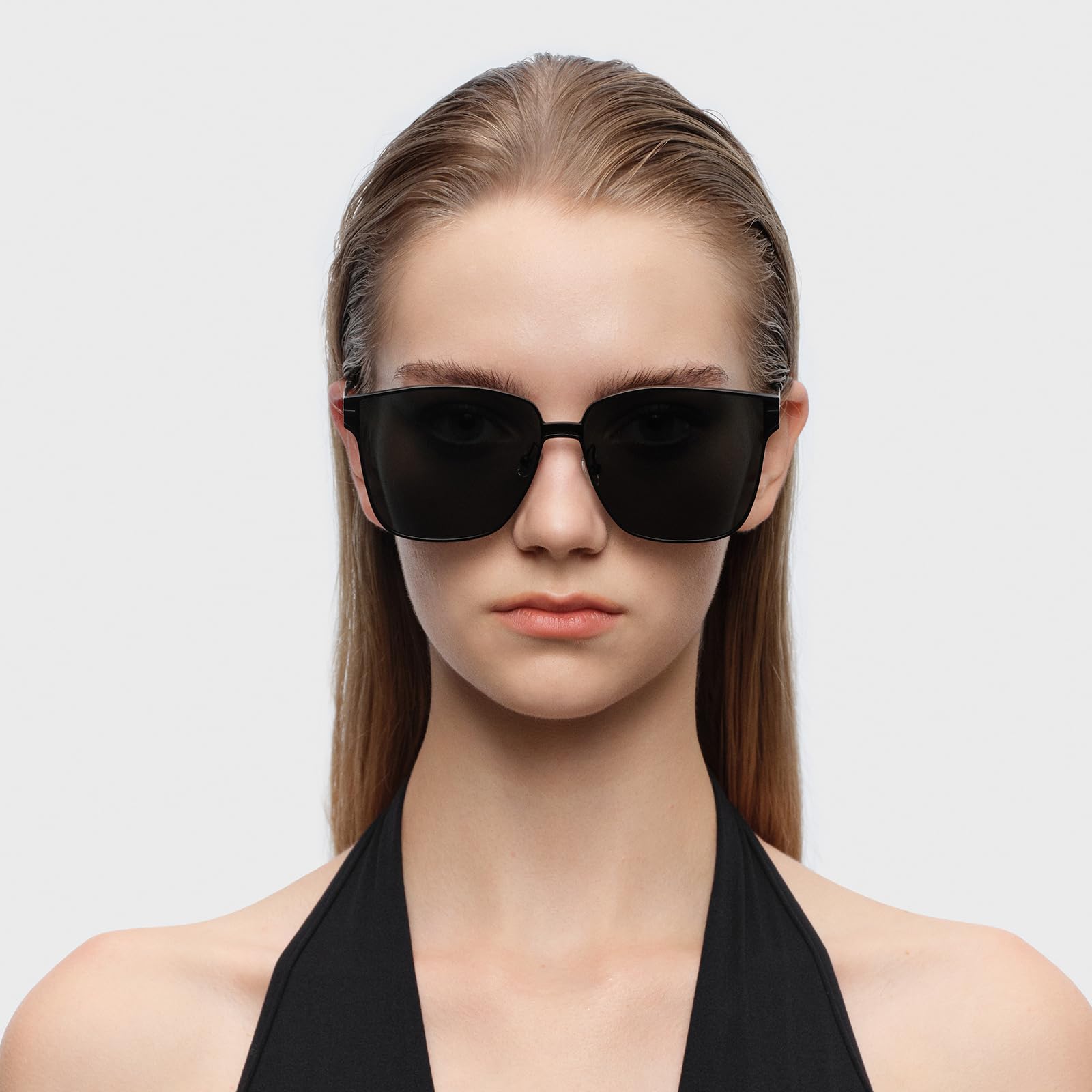 Retro Square Polarized Oversized Sunglasses UV400 Protection for Women Men