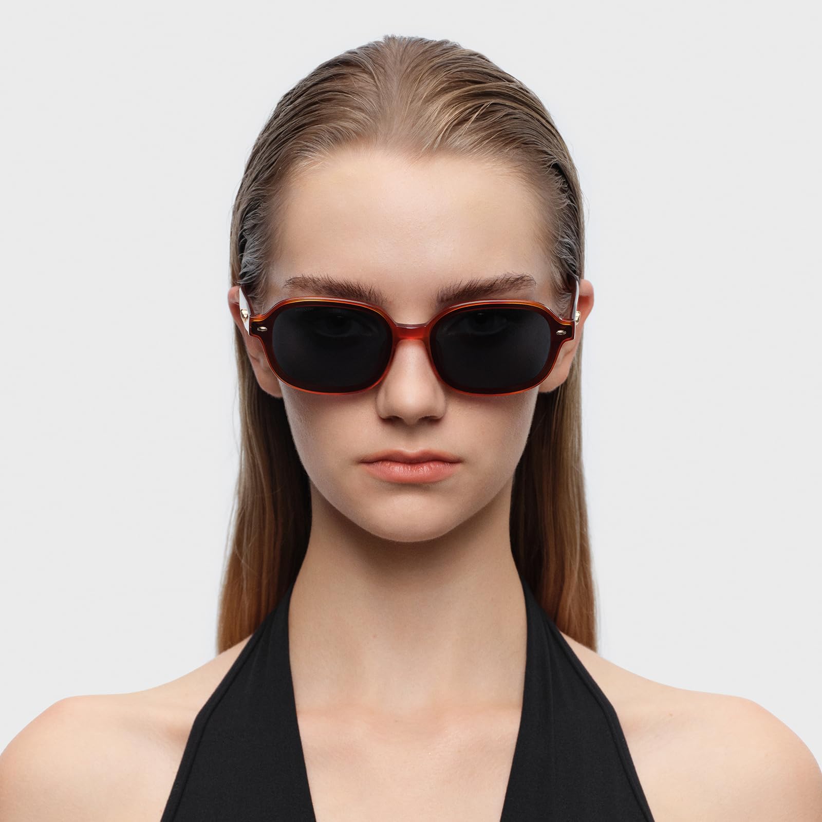 Retro Polarized Narrow Sunglasses for Women, Trendy 90s Y2K Sunnies, Exclusive Eyewear Brand of EssilorLuxottica