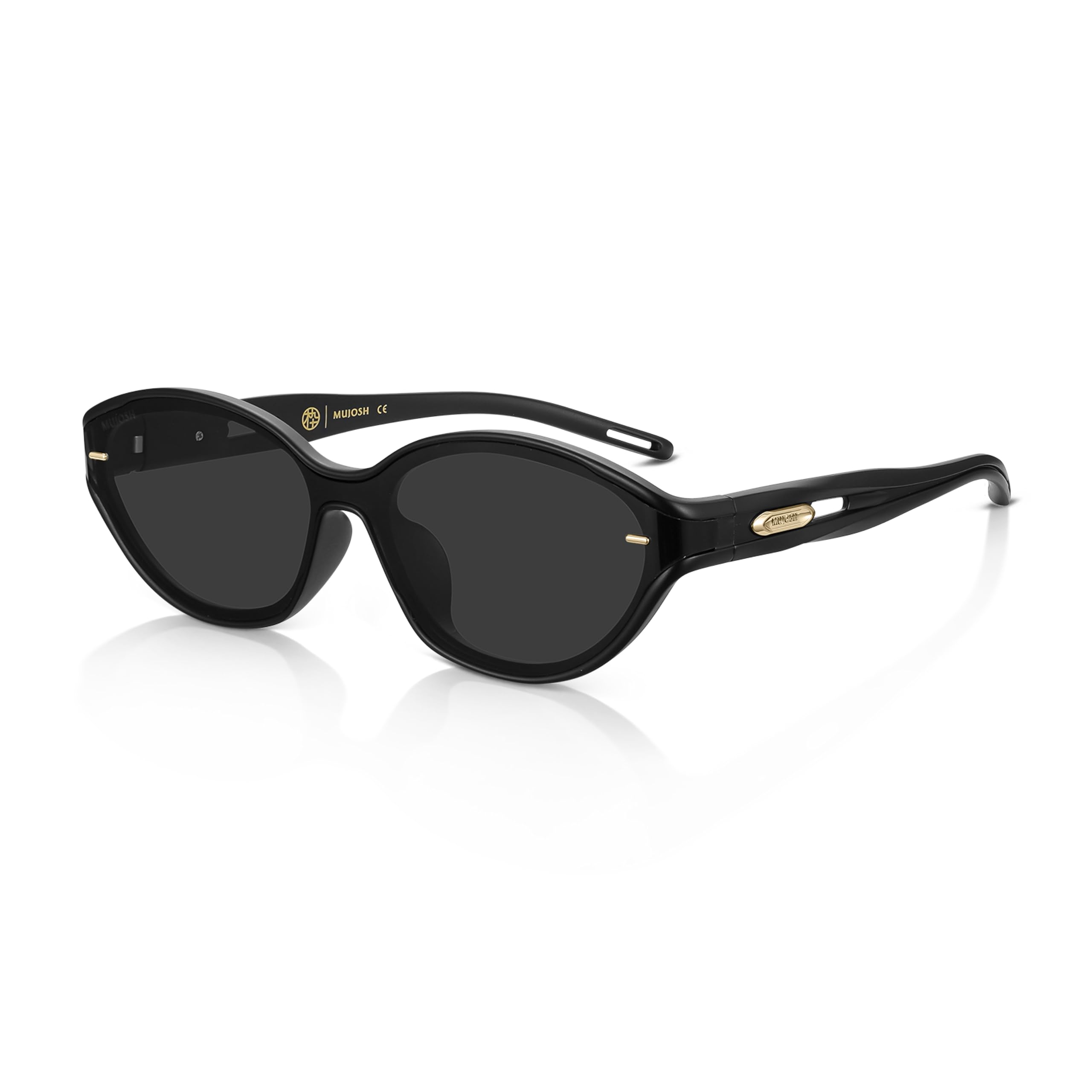 Futuristic Narrow Sunglasses for Women Men, Lightweight TR90 One-Piece Bent Lens, Exclusive Brand of EssilorLuxottica