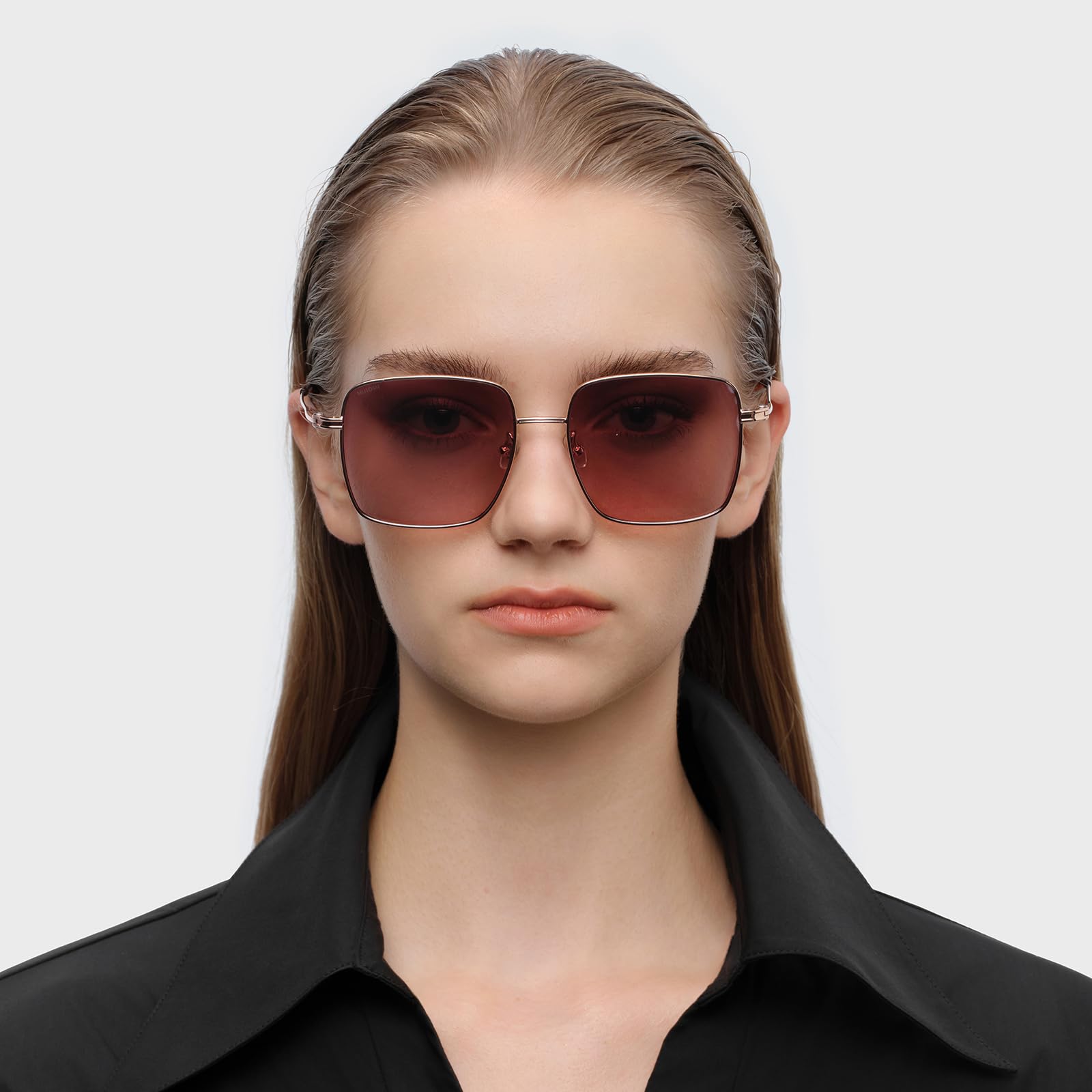 Trendy Oversized Square Sunglasses for Women Men, Retro Big Flat Lens UV Protection Shades, Brand of EssilorLuxottica