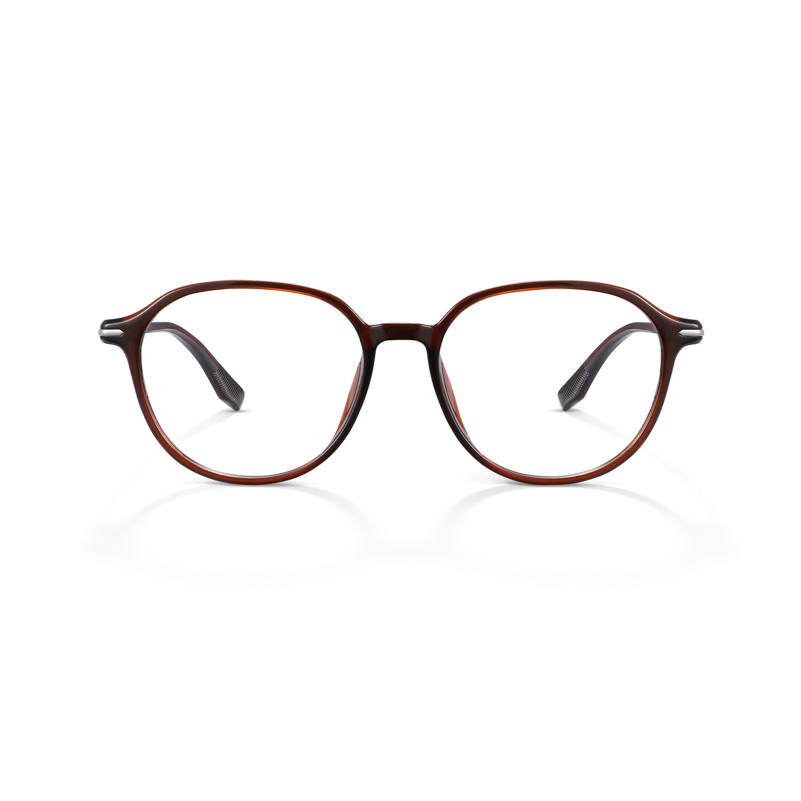 Lightweight 12.9g Crown Frame Glasses for Men Women, Non Prescription Fashion Eyewear with Spring Hinges, Anti-Slip Clear Gla