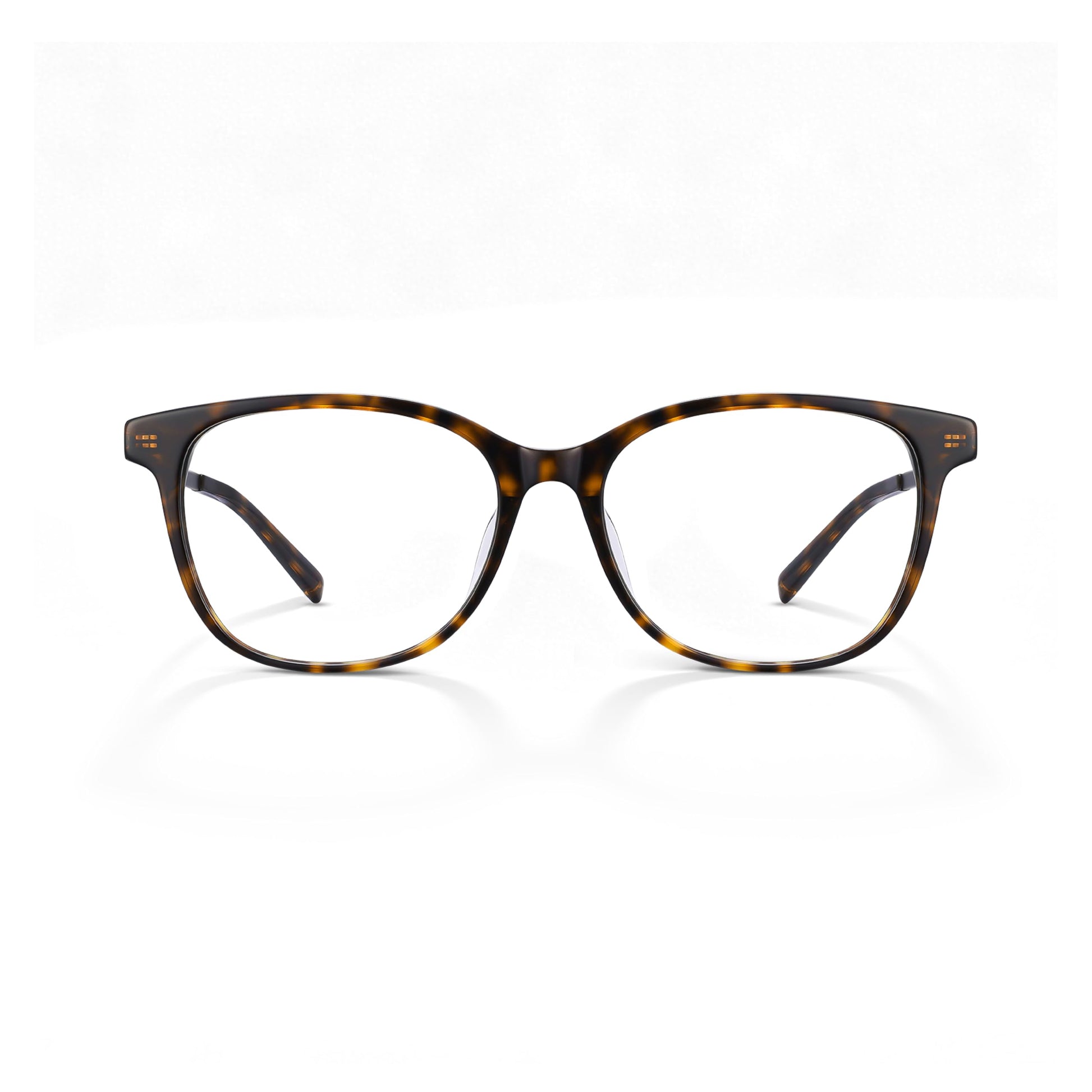 Beta-Titanium Glasses Frames for Women Men, Lightweight 13.5g Square Eyewear with Matte Gold Temples, Fashion Frame for Offic