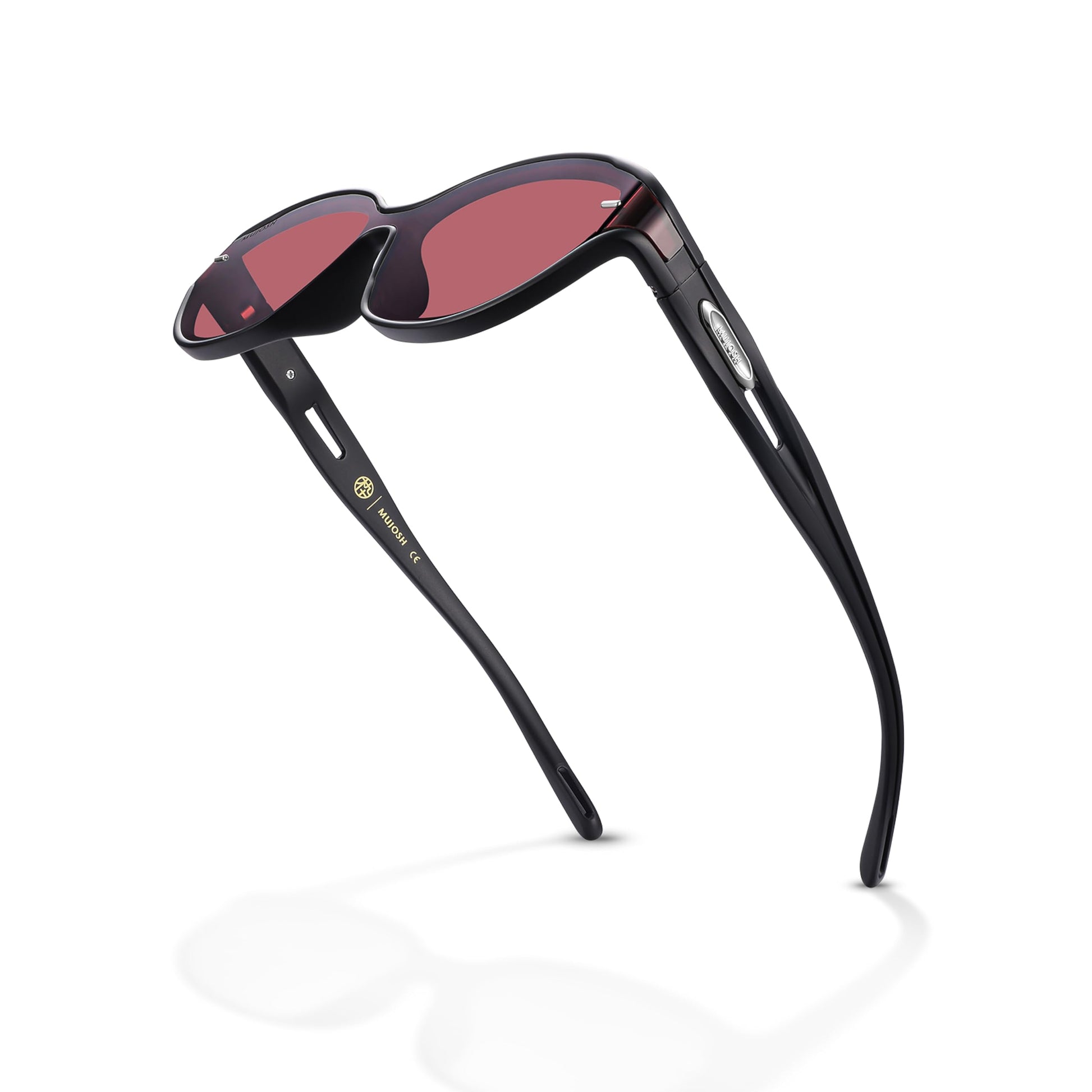 Futuristic Narrow Sunglasses for Women Men, Lightweight TR90 One-Piece Bent Lens, Exclusive Brand of EssilorLuxottica