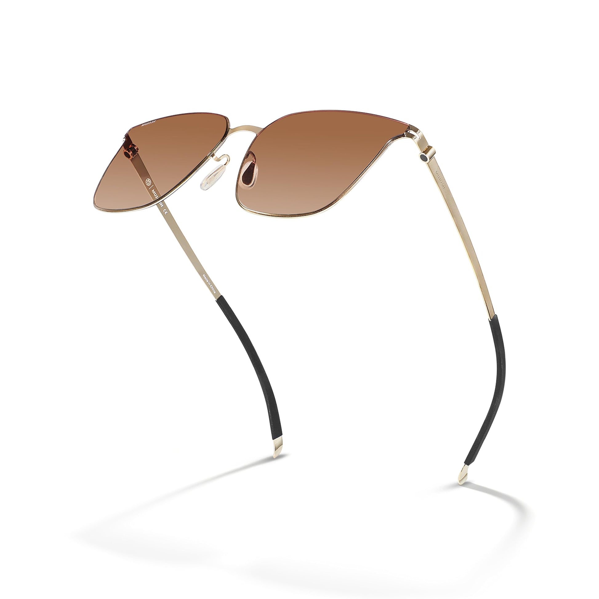 Screwless Polarized Cat-Eye Metal Shades Sunglasses for Women Men, Brand of EssilorLuxottica