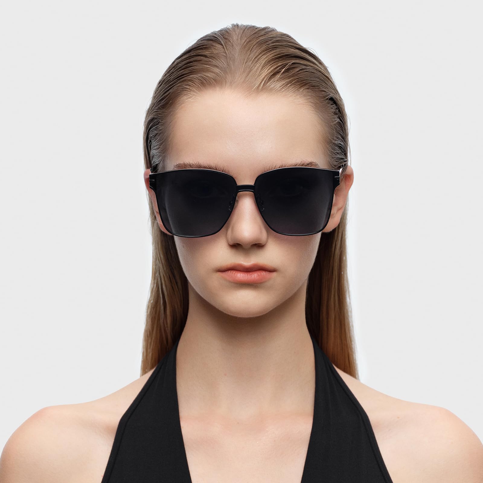 Retro Square Polarized Oversized Sunglasses UV400 Protection for Women Men