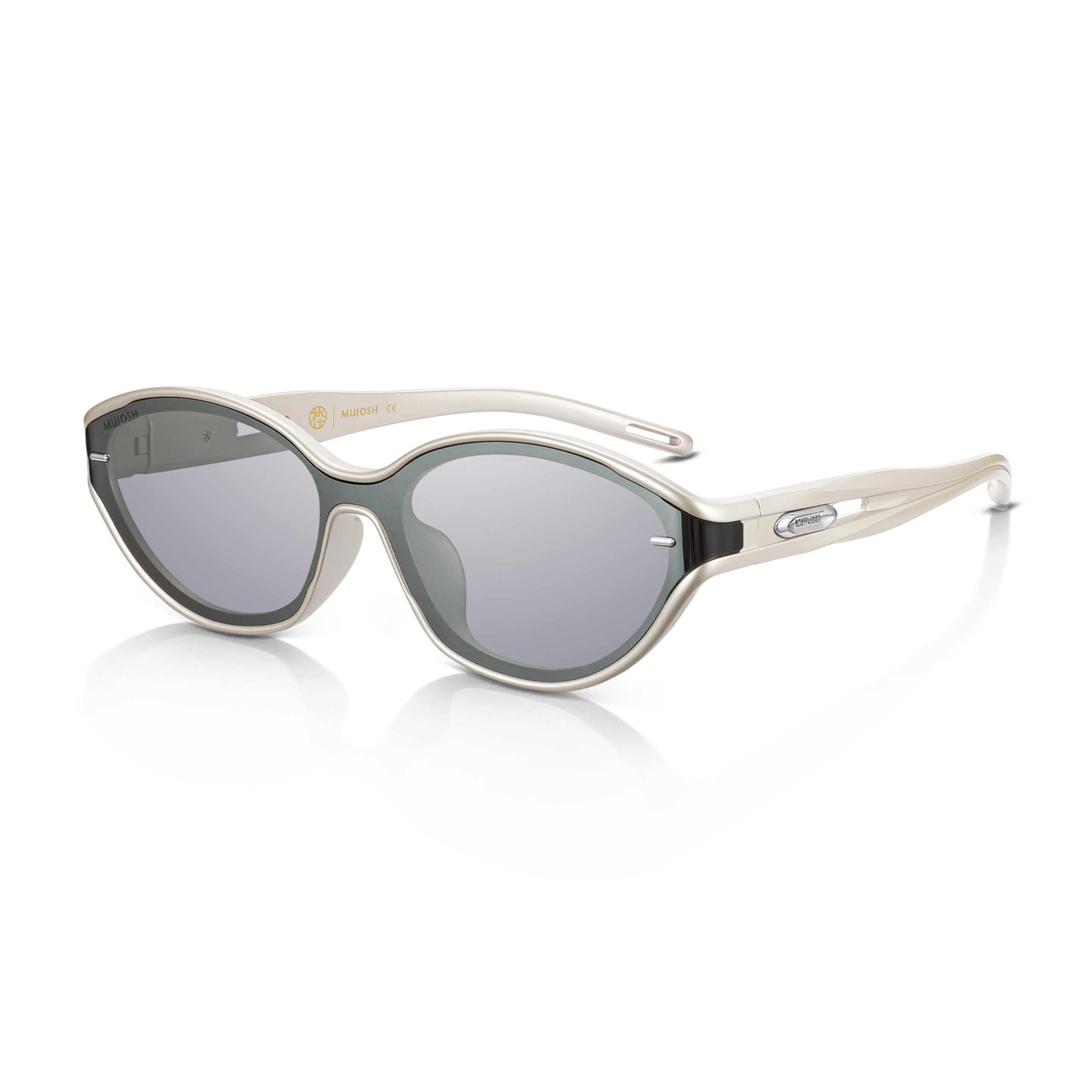 Futuristic Narrow Sunglasses for Women Men, Lightweight TR90 One-Piece Bent Lens with Twisted Hollow Temples, UV400 Shades fo