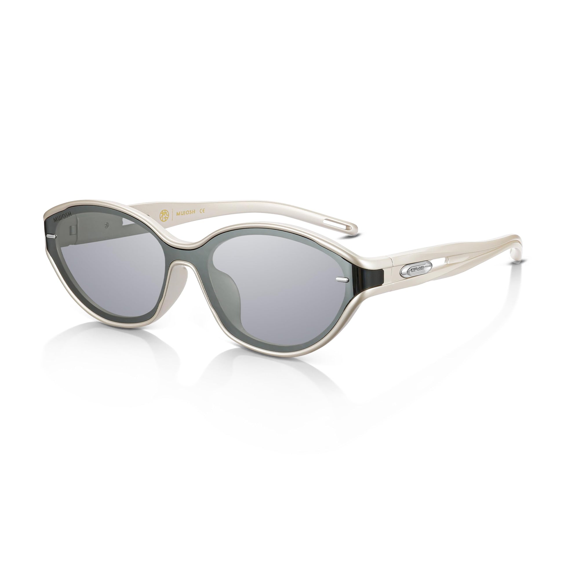 Futuristic Narrow Sunglasses for Women Men, Lightweight TR90 One-Piece Bent Lens with Twisted Hollow Temples, UV400 Shades fo
