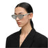 Futuristic Narrow Sunglasses for Women Men, Lightweight TR90 One-Piece Bent Lens with Twisted Hollow Temples, UV400 Shades fo