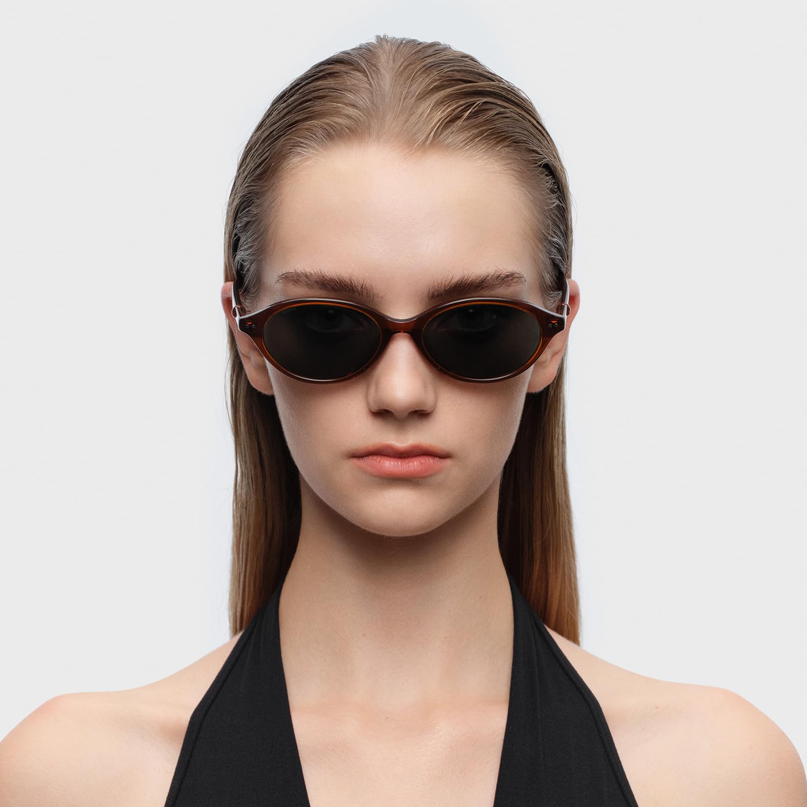 Retro Polarized Narrow Sunglasses for Women Men, Trendy 90s Y2K Sunnies, Exclusive Eyewear Brand of EssilorLuxottica