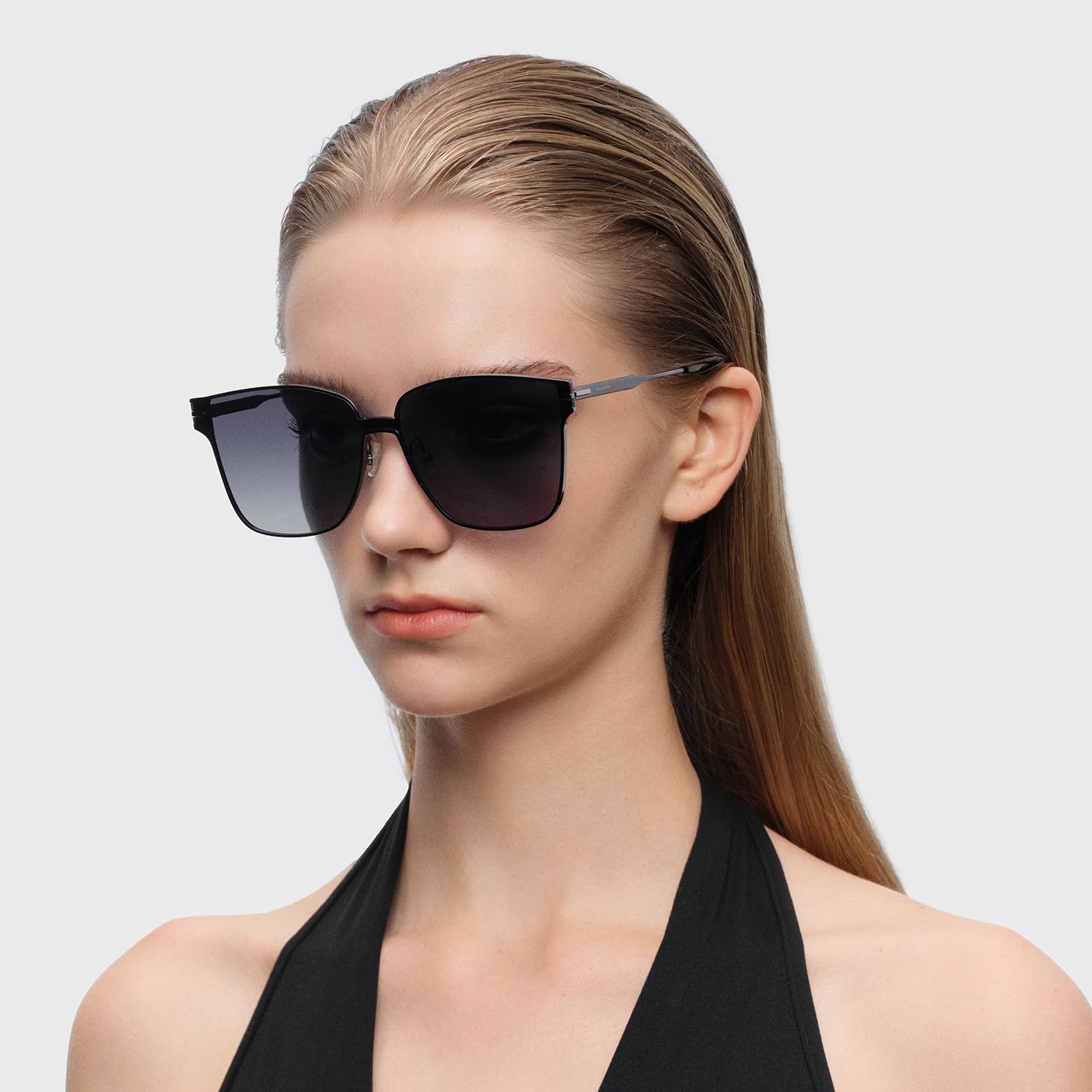 Retro Square Polarized Oversized Sunglasses UV400 Protection for Women Men