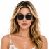 Classic Square Sunglasses for Men Women, Polarized UV400 Shades with Integrated Nose Pads & Crystal Tip, Trendy Rivet Decor E