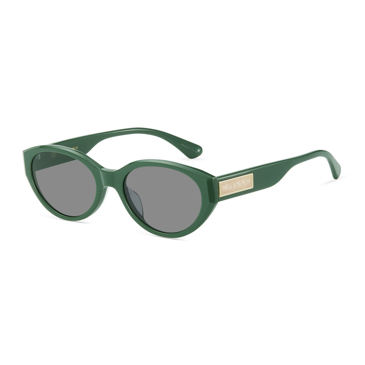 MUJOSH Talk Nice cat eye sunglasses in green with gray lenses