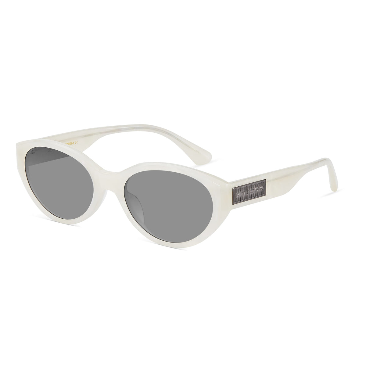 MUJOSH Talk Nice cat eye sunglasses in cream white with gray lenses